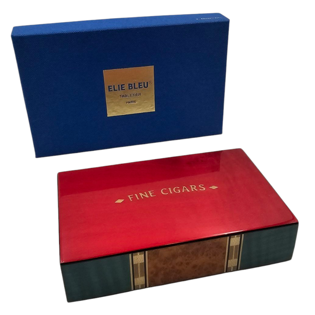 ELIE BLEU PARIS BOITE ALLUMETTES FRUIT FINE CIGARS SYCOMORE MULTICOLORE + BOITE 