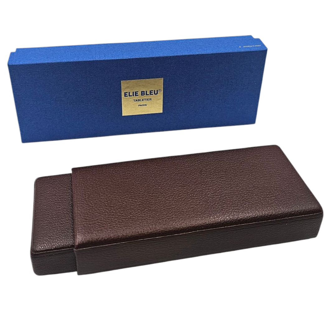 ELIE BLEU PARIS ETUI A CIGARES EN CHEVRE CHAGRIN 18X7X3CM + BOITE / NEUF
