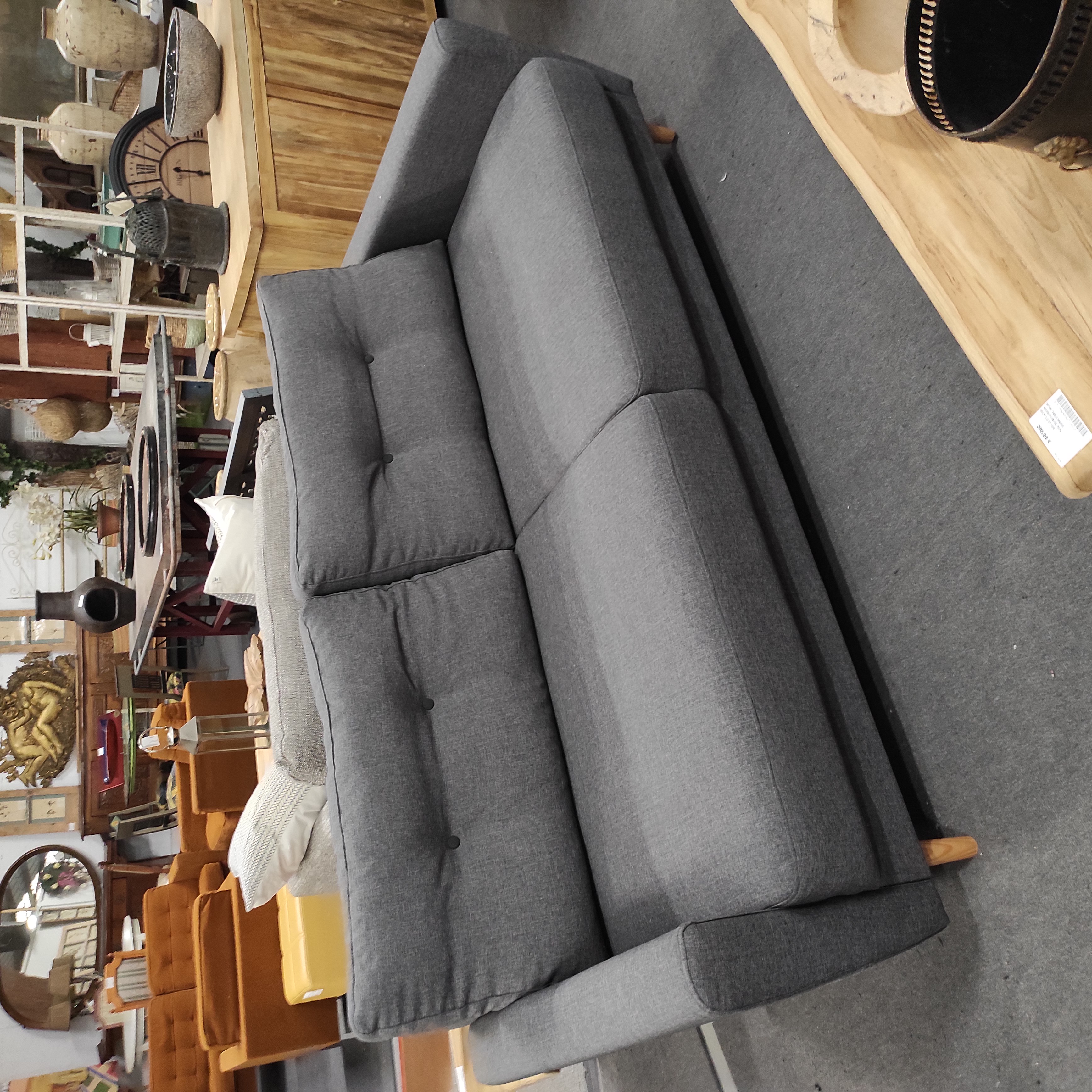 CANAPE 3 PLACES EN TISSU GRIS 200 X 90 CM