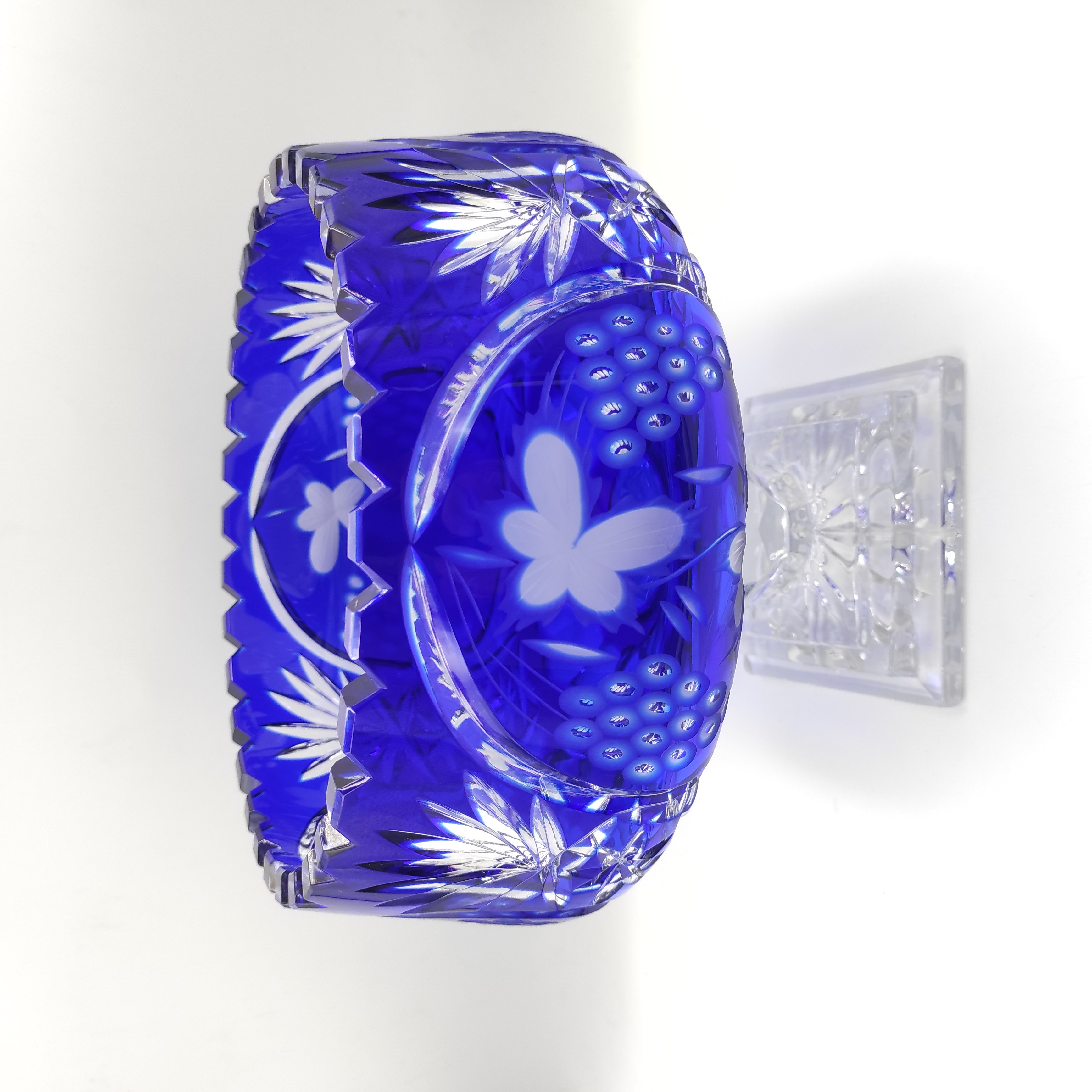 COUPE A FRUIT EN CRISTAL BLEU