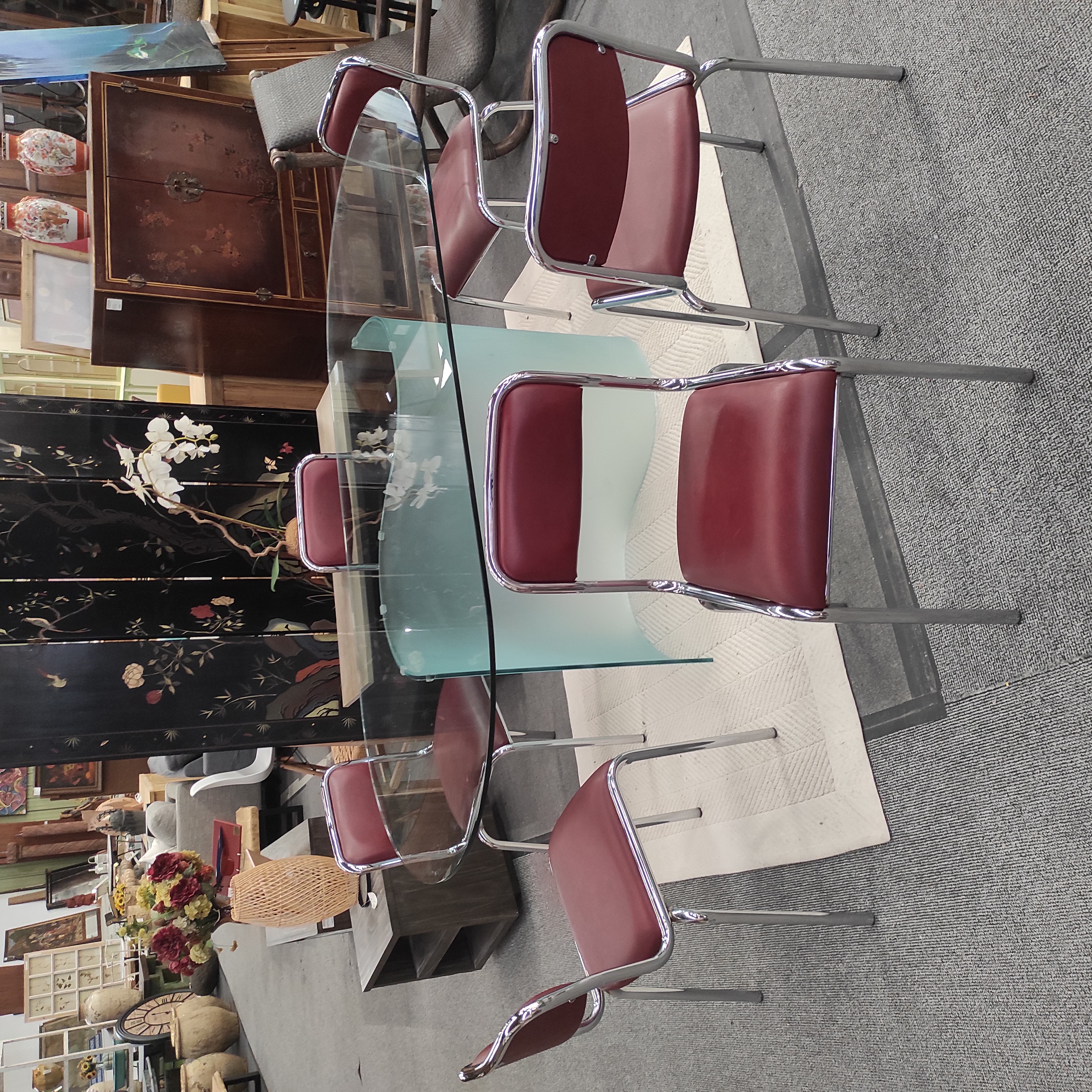 6 CHAISES ASSISE BORDEAUX STRUCTURE CHROMEE 41/78/45 CM 