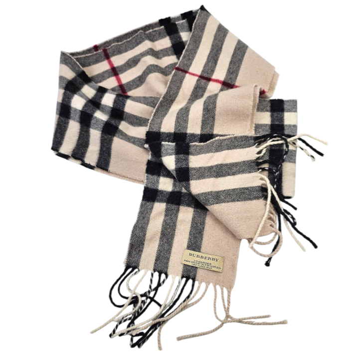 BURBERRY ECHARPE 100% CACHEMIRE MOTIF TARTAN CLASSIC CHECK 230 x 15 CM