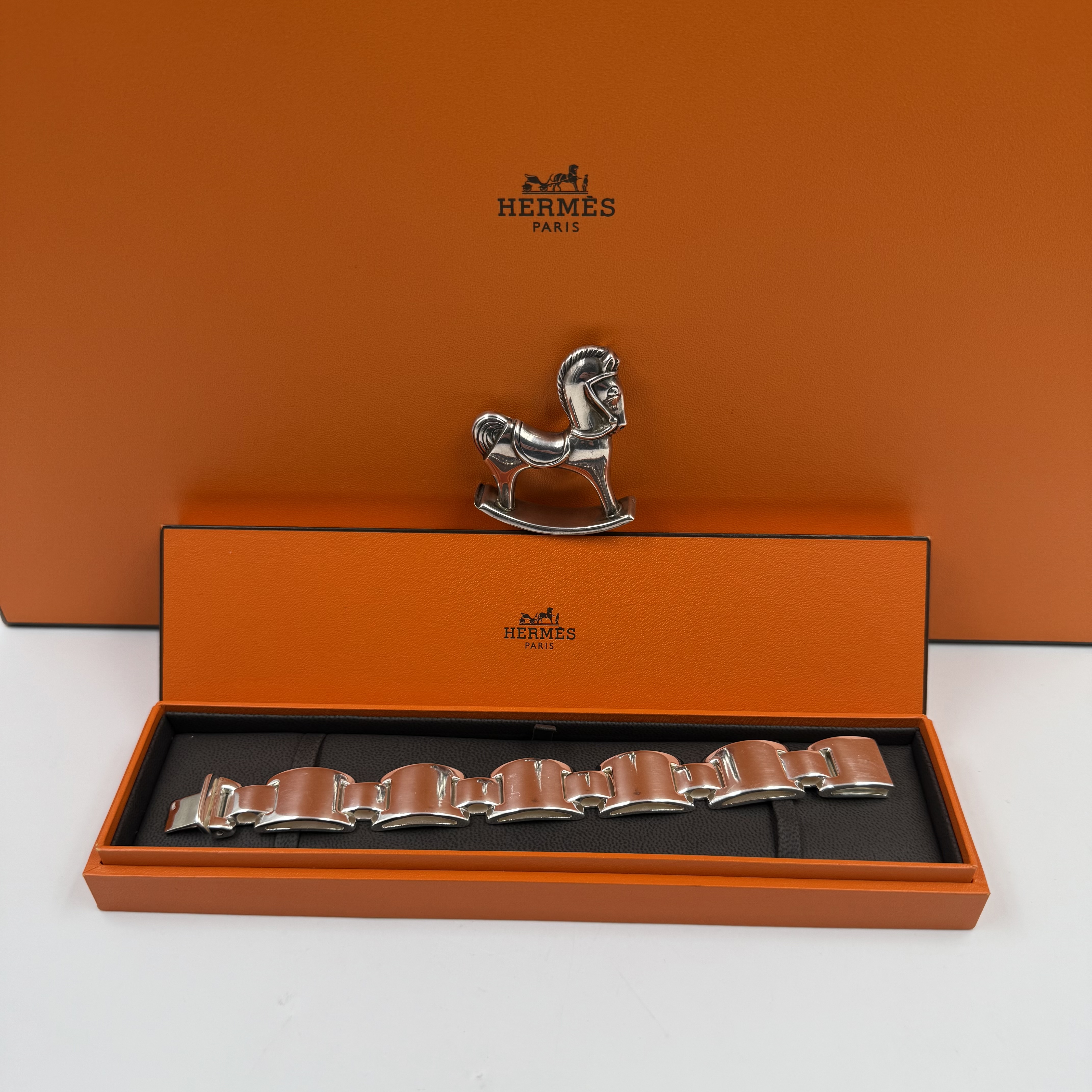 HERMES BRACELET LUNA PARK EN ARGENT (AG925) 99.97 GR CIRCA 1990 + ECRIN