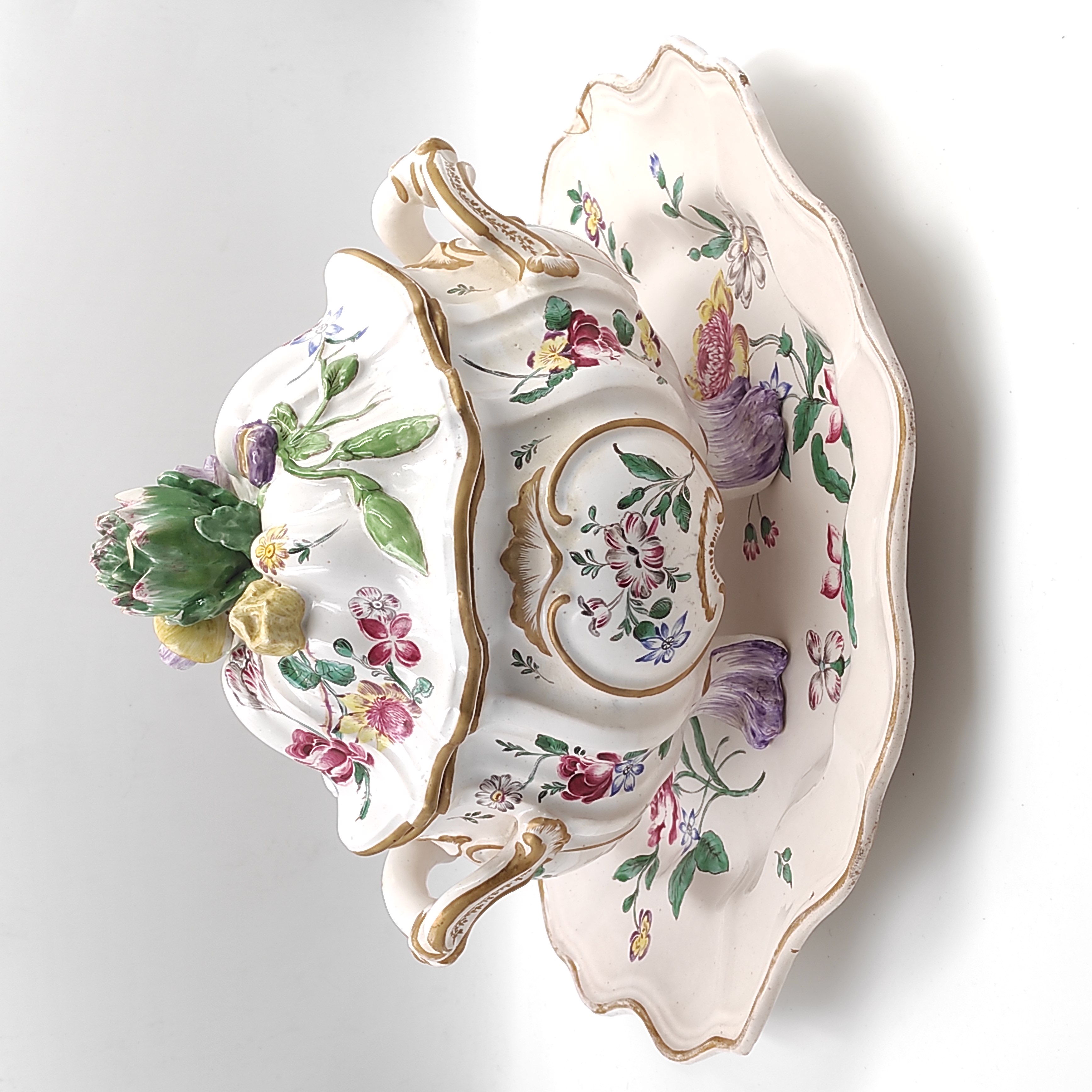 POT A OILLE ET  PLAT FAIENCE MARSEILLE VEUVE PERRIN EN L ETAT 42 CM