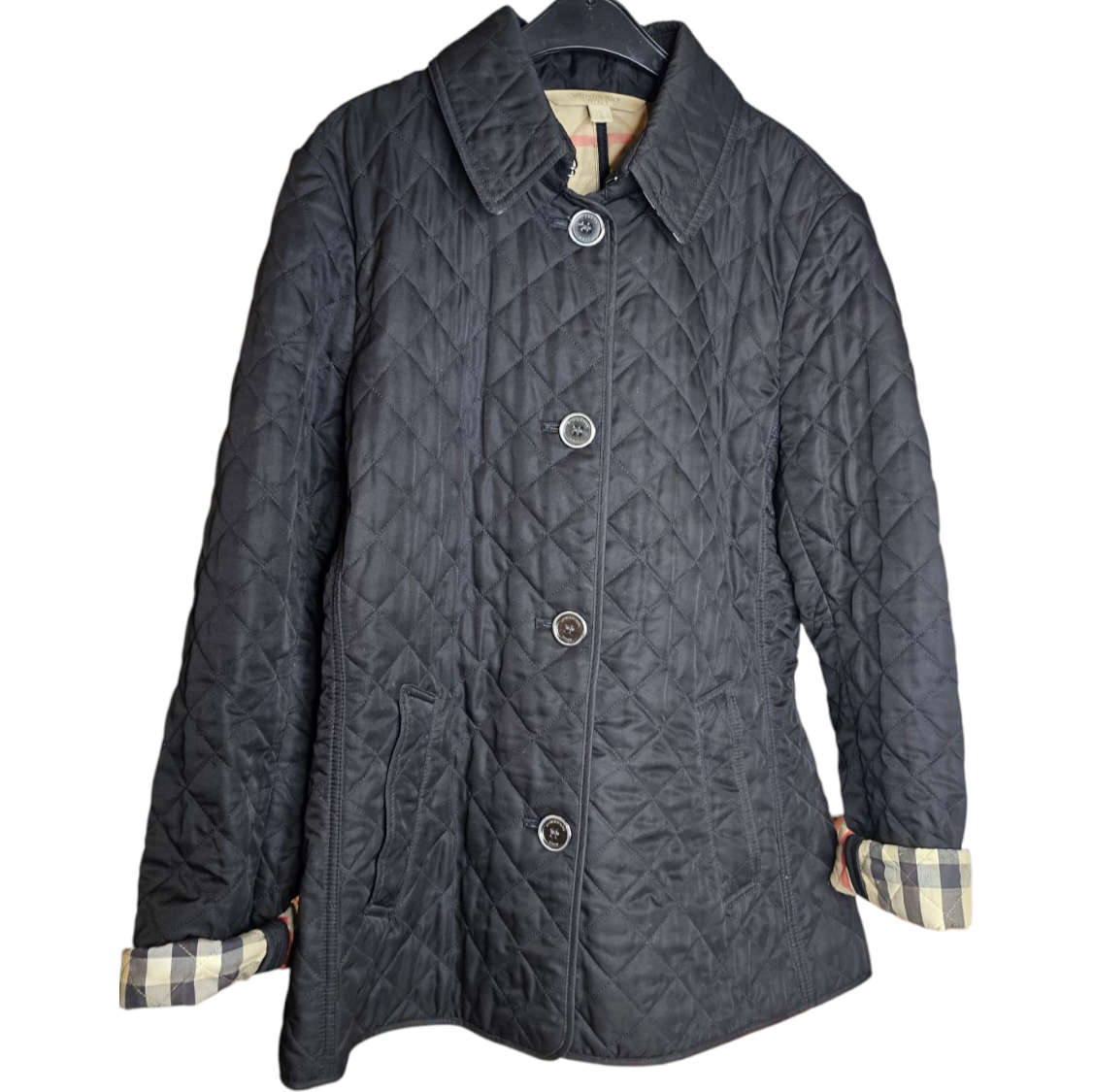 BURBERRY VESTE POLYESTER NOIR INTERIEUR TISU TARTAN TAILLE L + HOUSSE