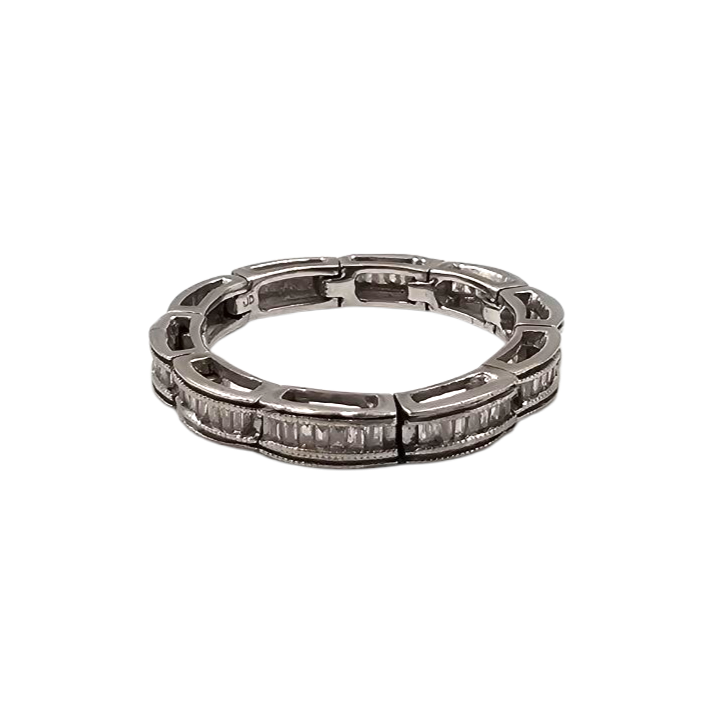 BAGUE ART DECO EN OR (14K) AVEC DES DIAMANTS BAGUETTE SERTIS EN LIGNE P.B 2.95GR