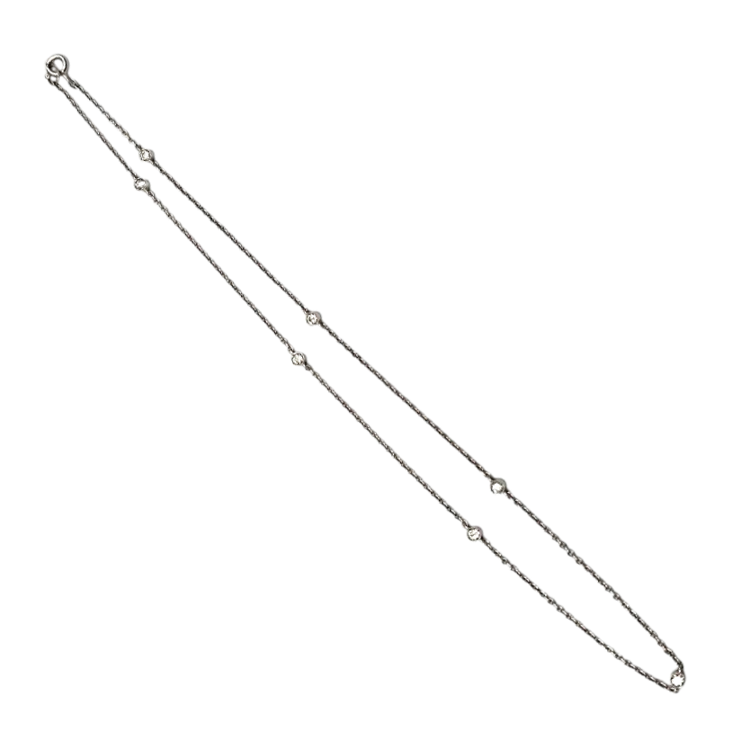 CHAINE EN OR (AIGLE 750) AVEC 7 DIAMANTS RONDS SERTIS EN CLOS P.B 4.15GR L41.5CM