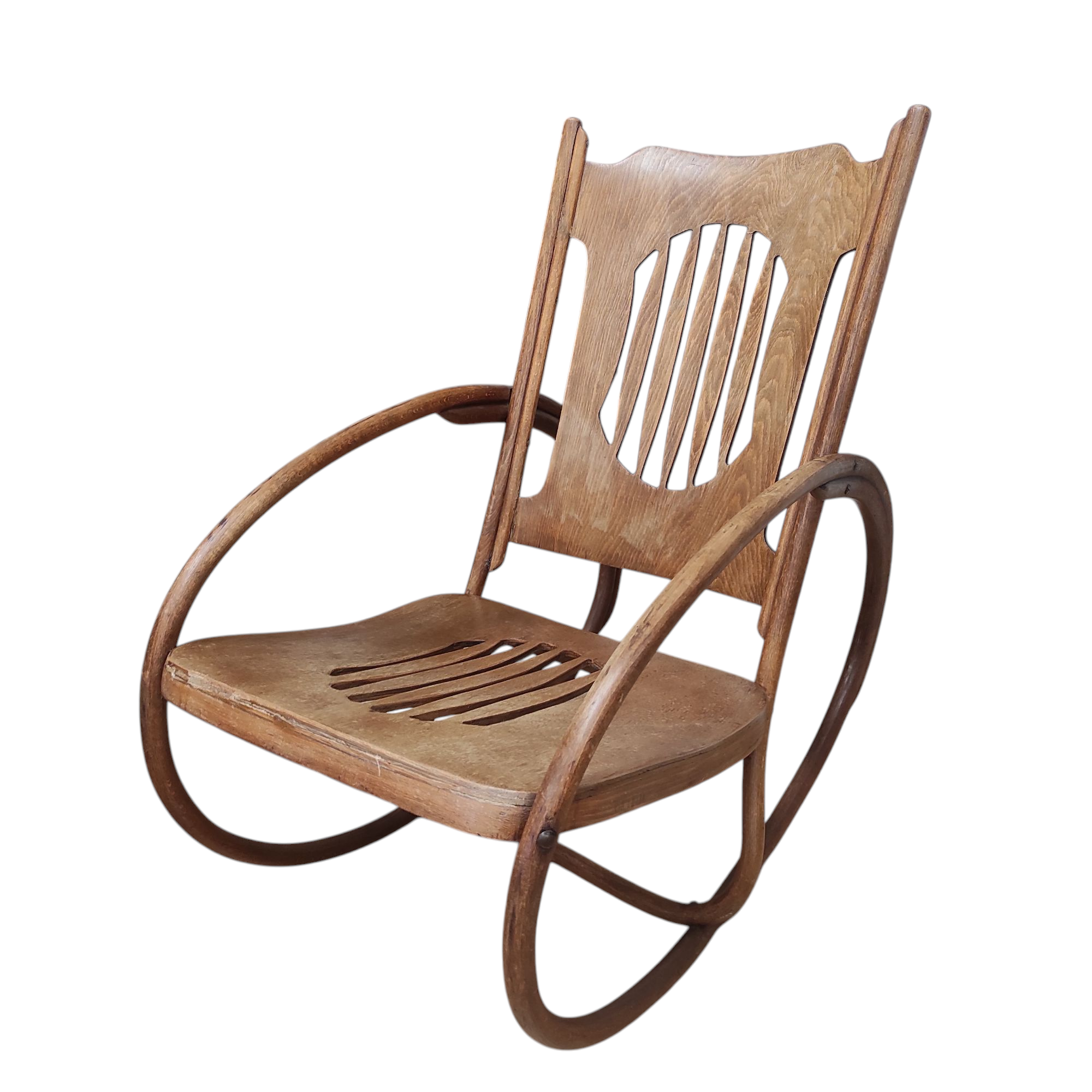J & J KOHN FAUTEUIL A BASCULE ENFANT ART NOUVEAU BOIS CINTRE 80 X 67 X 47 CM