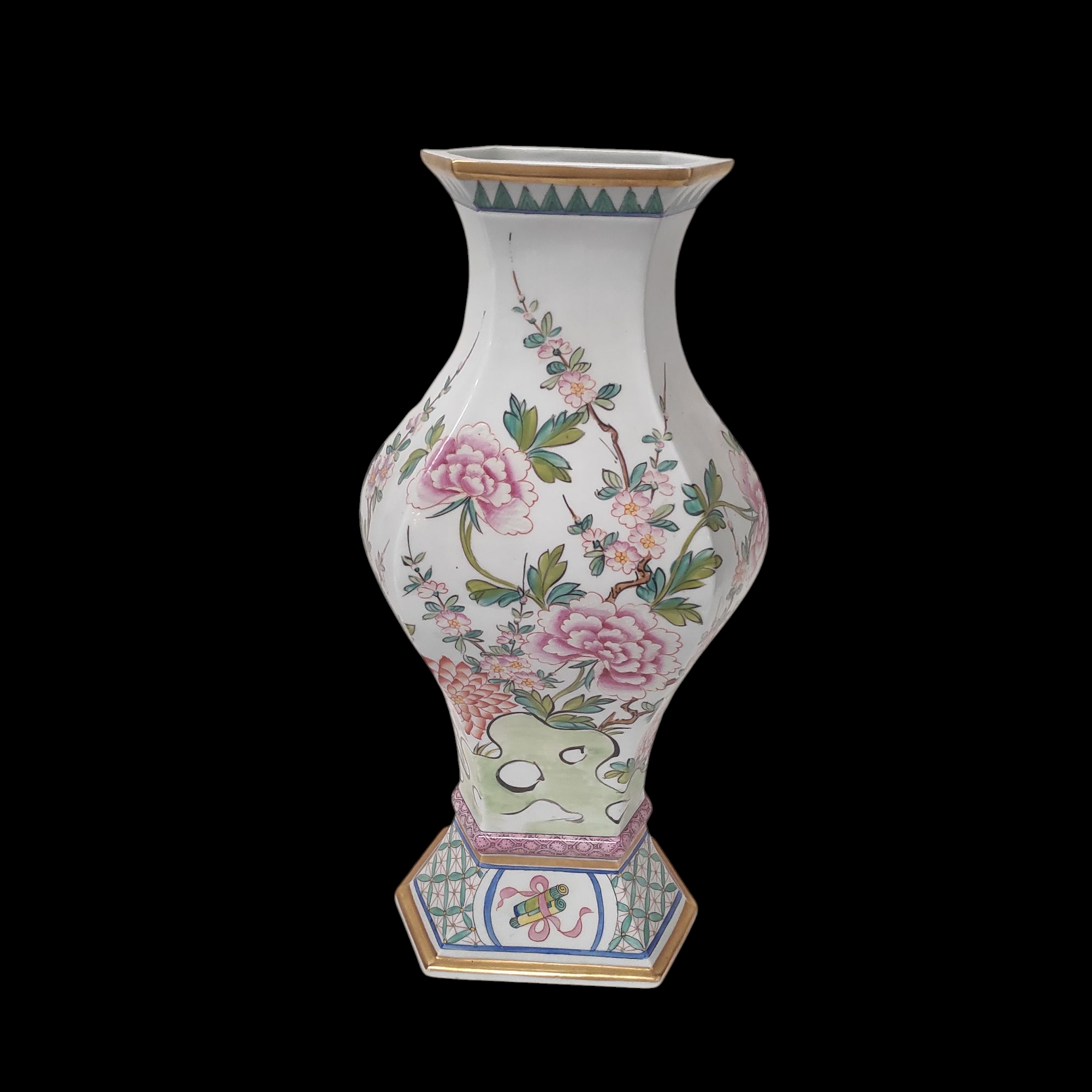 GRAND VASE 48 CM   DECOR FLORAL JAPONISANT 
