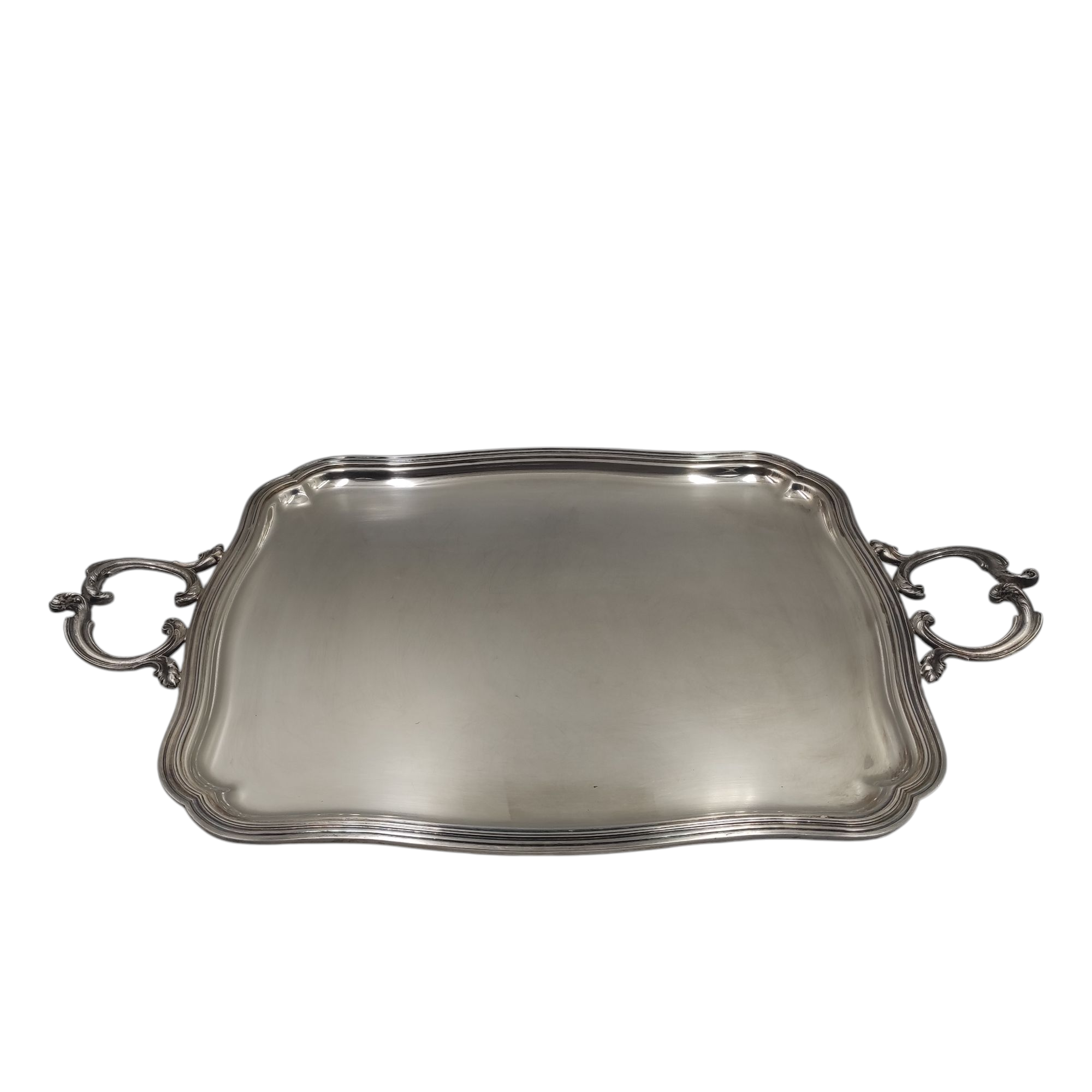 GRAND PLATEAU FELIX FRERES EN METAL ARGENTE 61 X 37 CM 