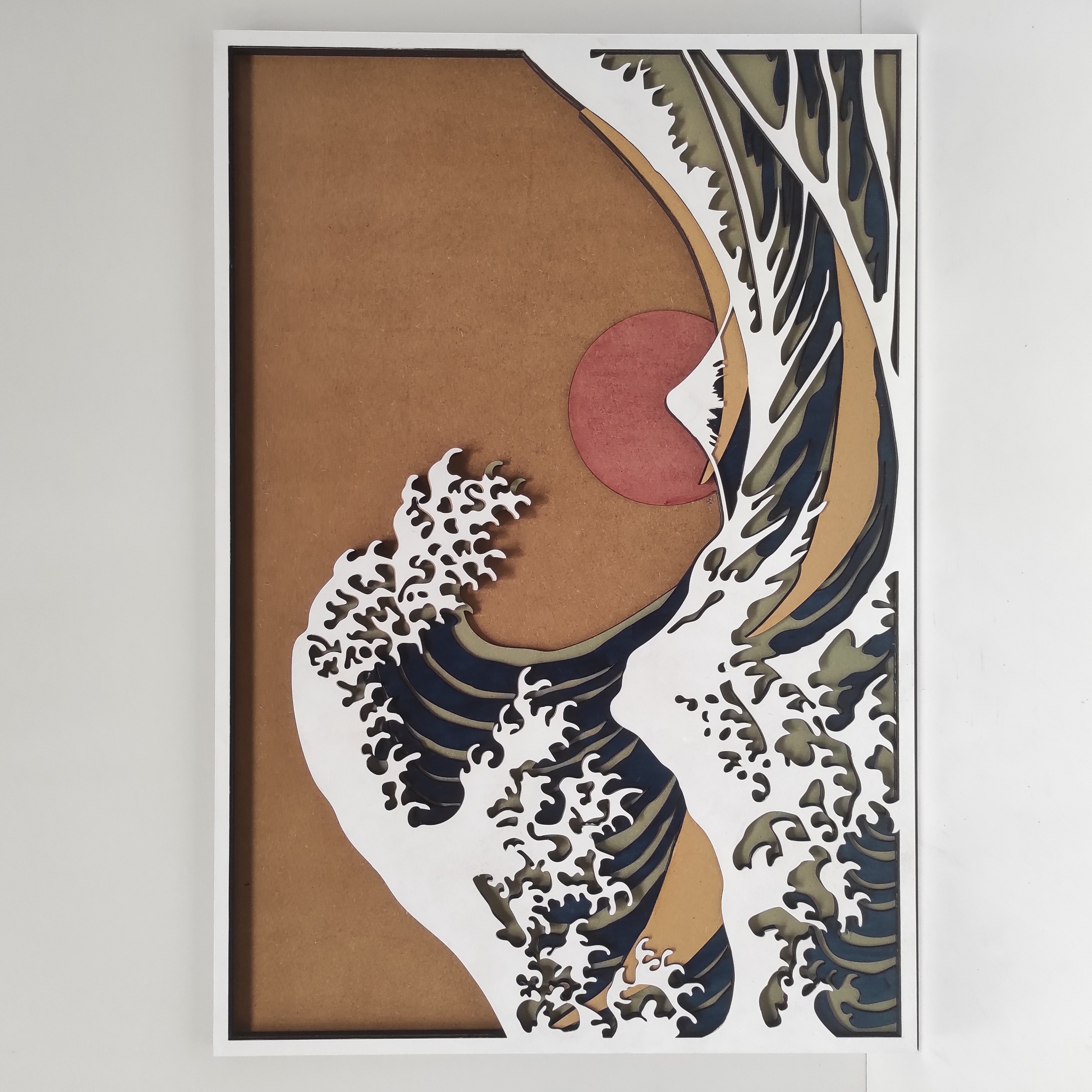 TABLEAU EN RELIEF LA VAGUE D HOKUSAI 75 x 52 CM