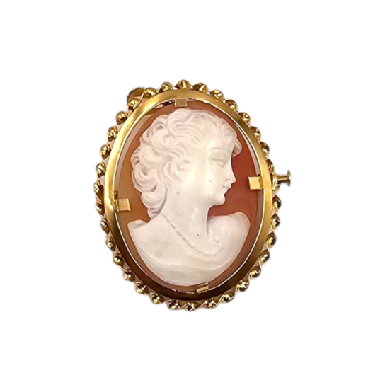 BROCHE / PENDENTIF EN OR (AIGLE) CAMEE SUR COQUILLAGE P.B. 5.29 GR