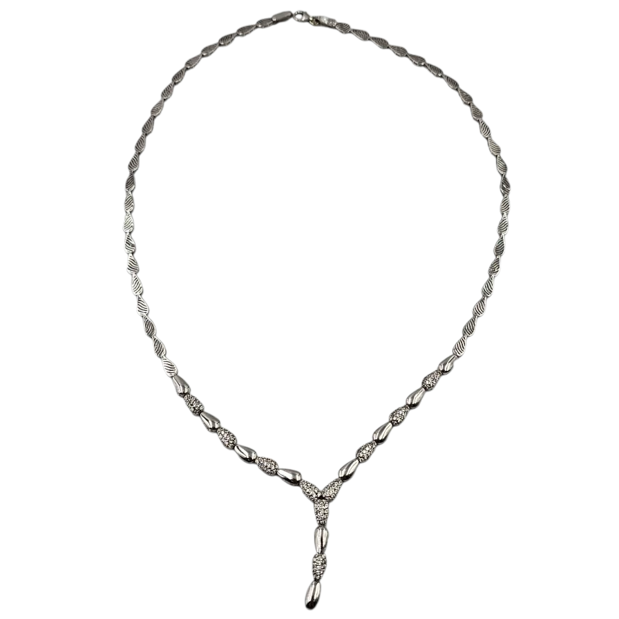 COLLIER FACON NEGLIGE EN PLATINE ET OXYDES P.B 12.31 GR