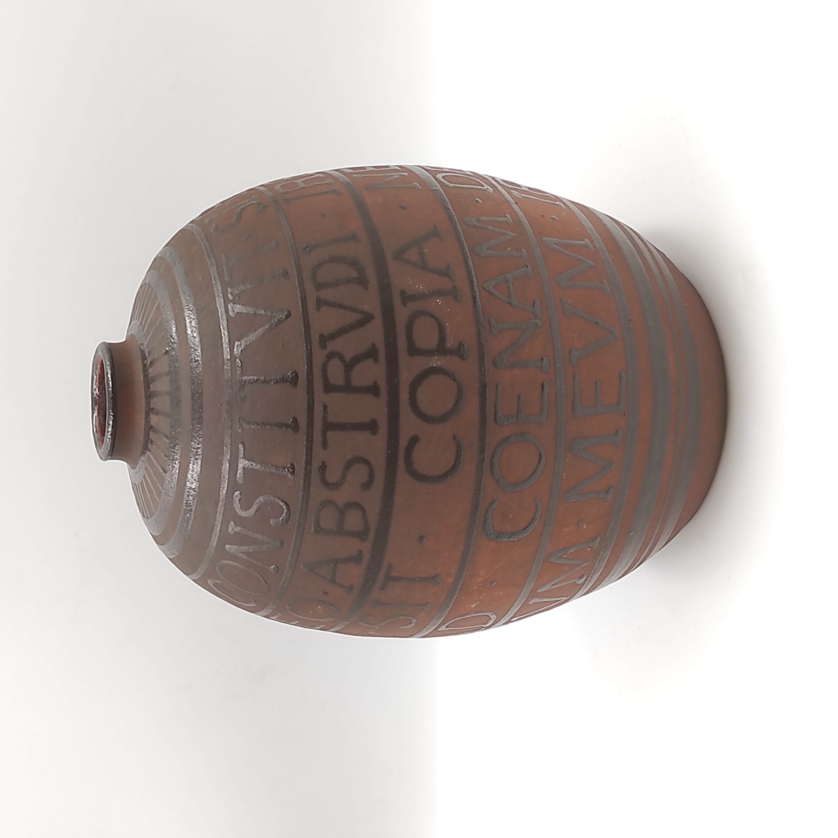 JEAN GARILLON (ELCHINGER) VASE EN GRES EMAILLE A DECOR DE MAXIME LATINE H 22 CM