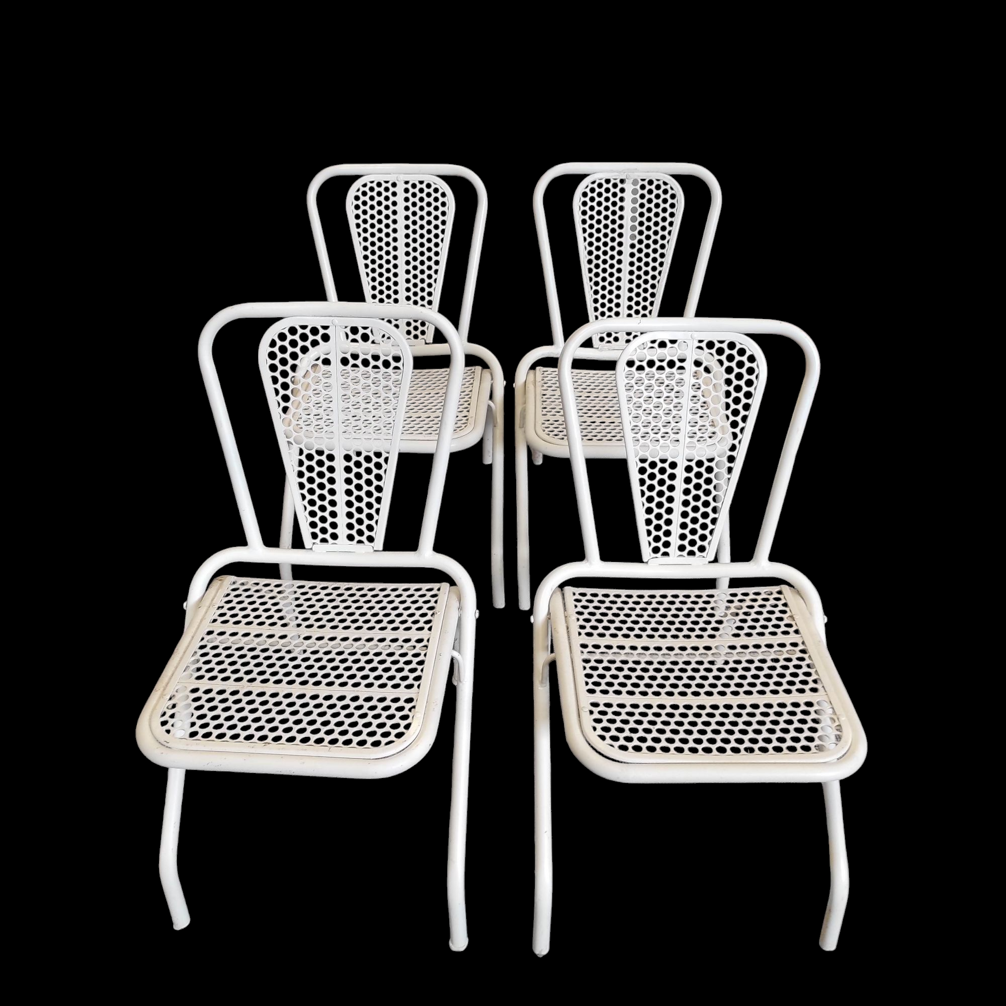 SERIE DE 4 CHAISES DE JARDIN EN METAL 