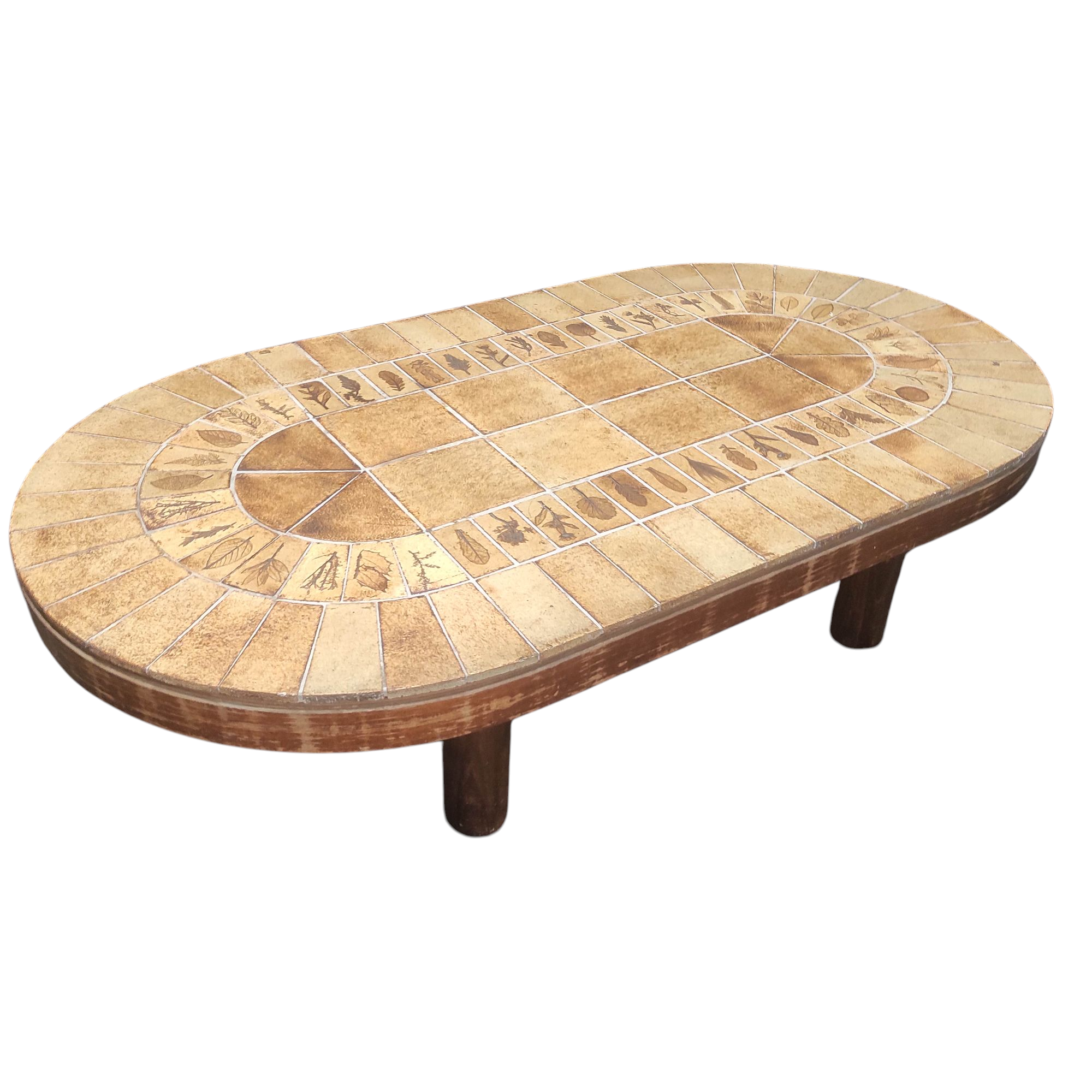 CAPRON TABLE BASSE HERBIERS 135/33/73 CM EN CERAMIQUE ET BOIS