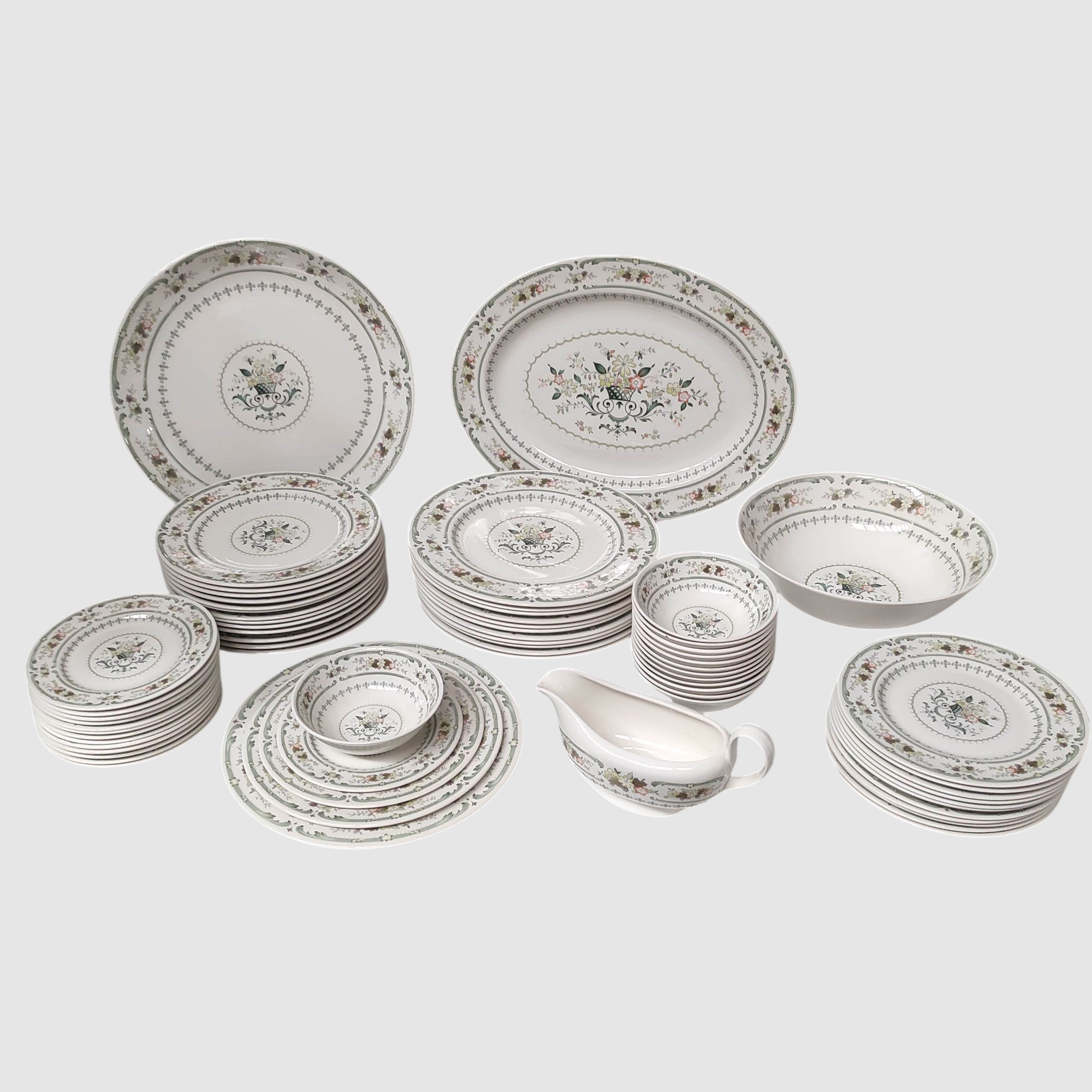 PARTIE DE SERVICE DE TABLE ROYAL DOULTON PROVENCAL 60 ASSIETTES + 3 PLATS