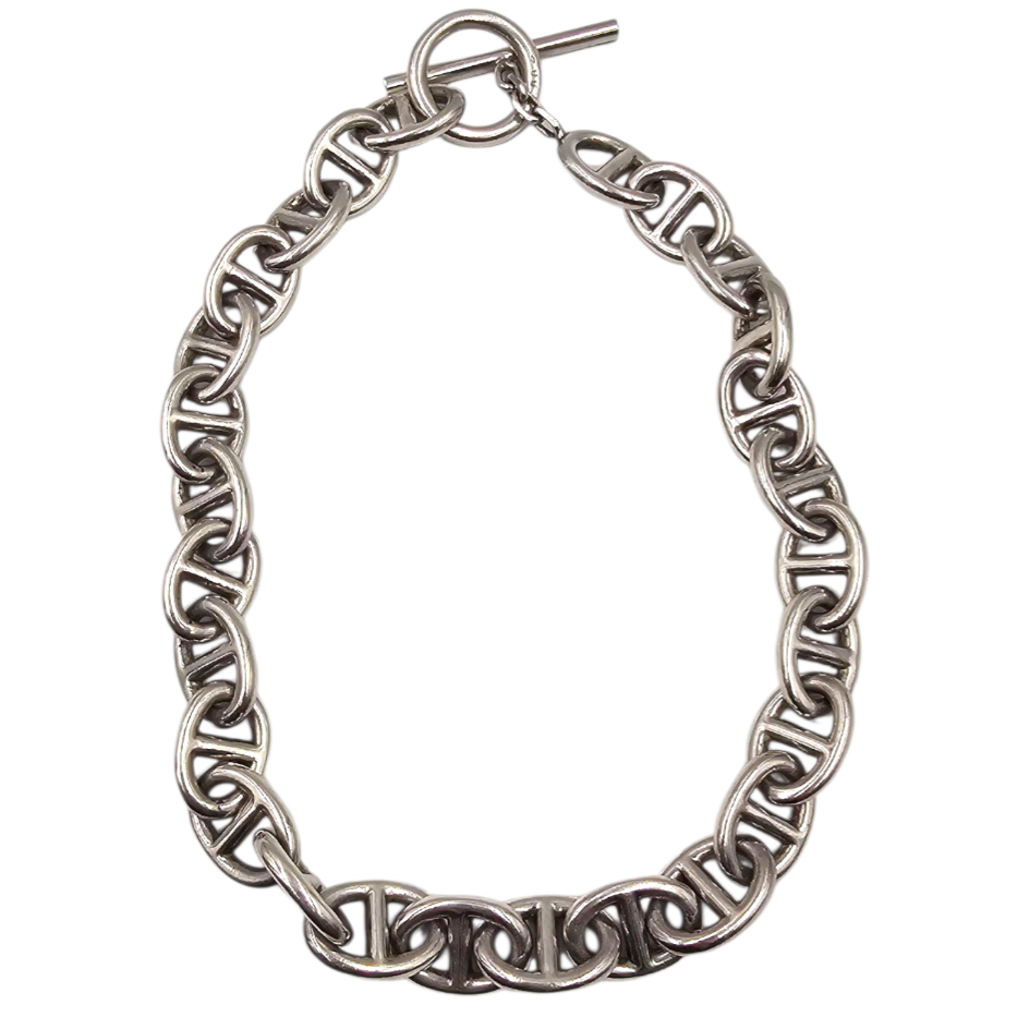 HERINK (HERMES) COLLIER CHAINE D ANCRE 27 MAILLONS ARGENT (MINERVE) 182.03 GR