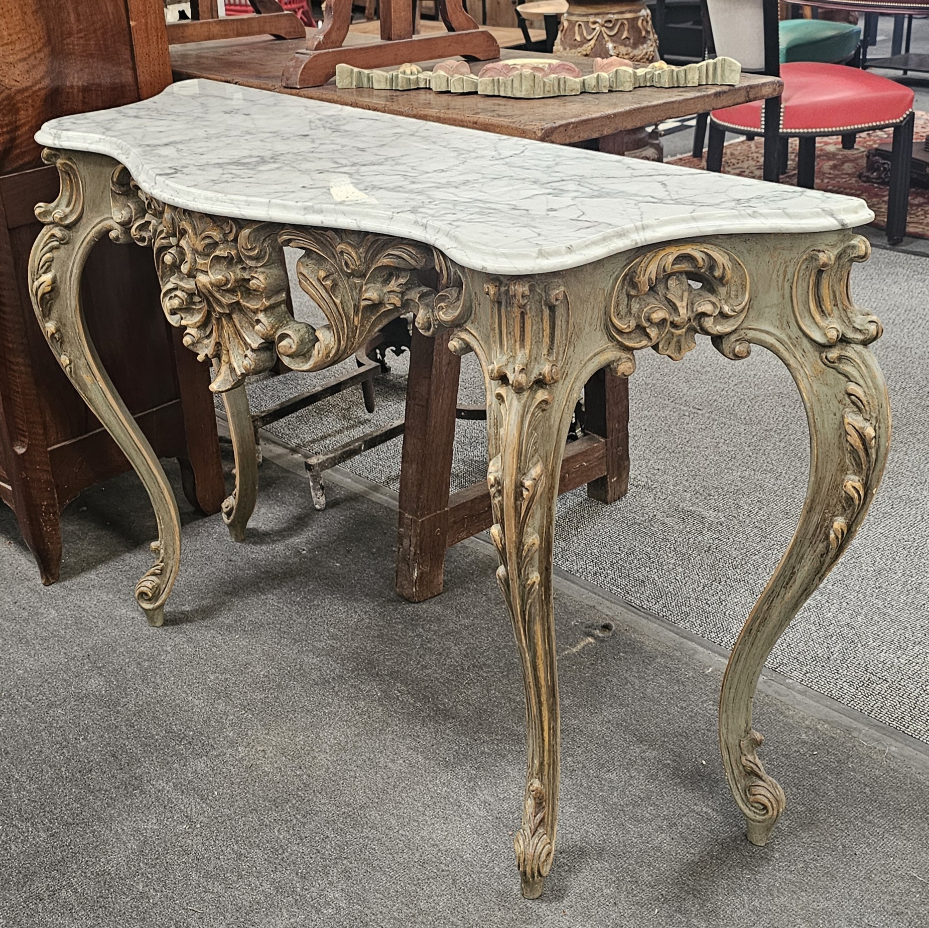 CONSOLE DE STYLE LOUIS XV DESSUS MARBRE 120 X 44 X 80 CM