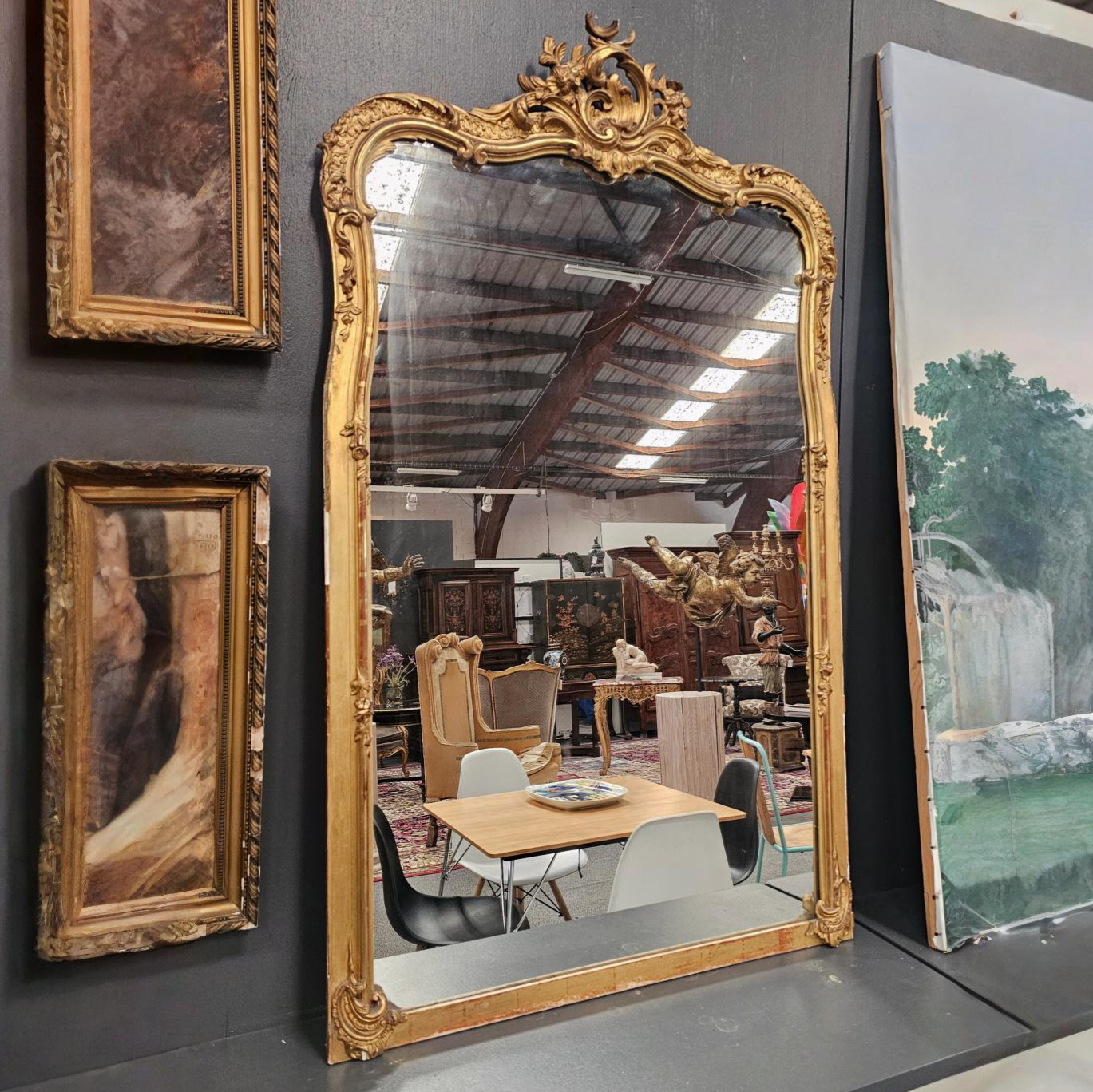 MIROIR DE STYLE LOUIS XV DORE 147 x 88 CM