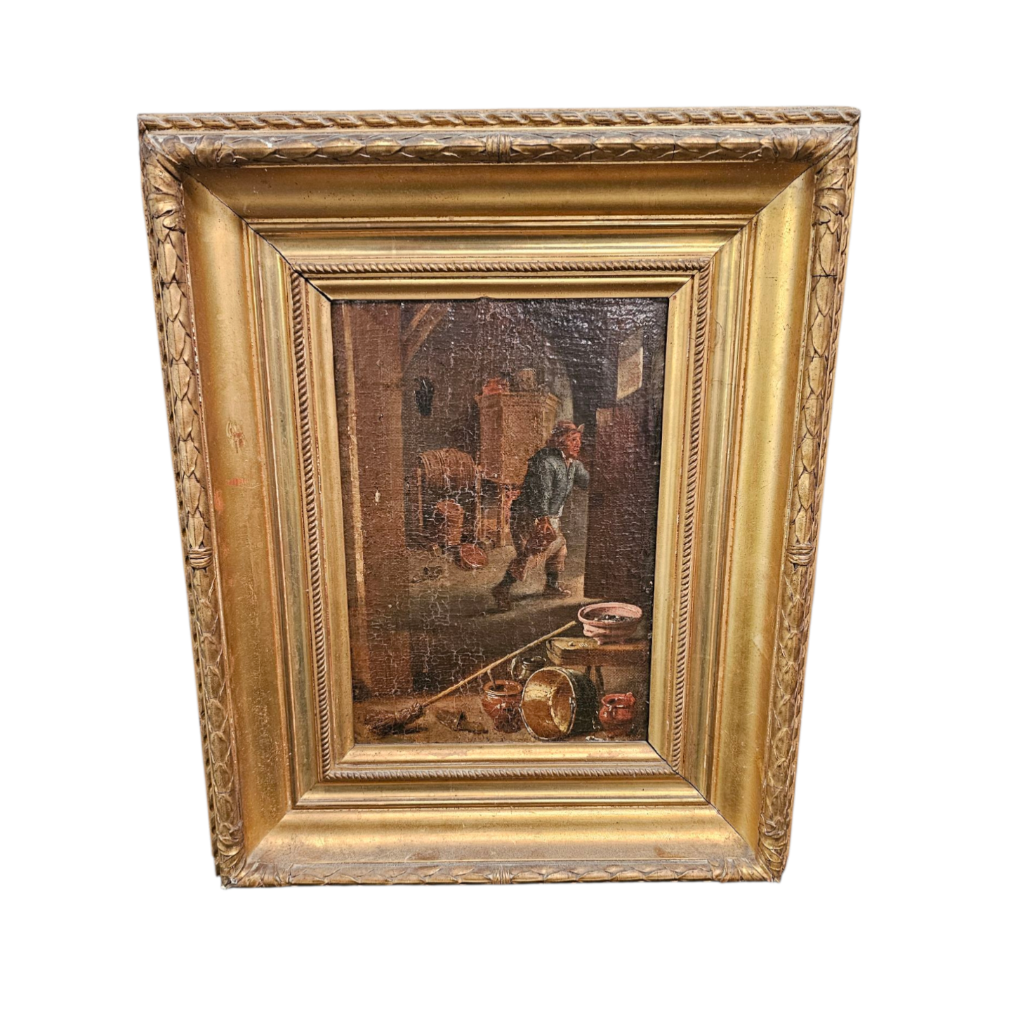 HSP ANCIENNE L HOMME AU PICHET 30 x 20 CM EN  L ETAT