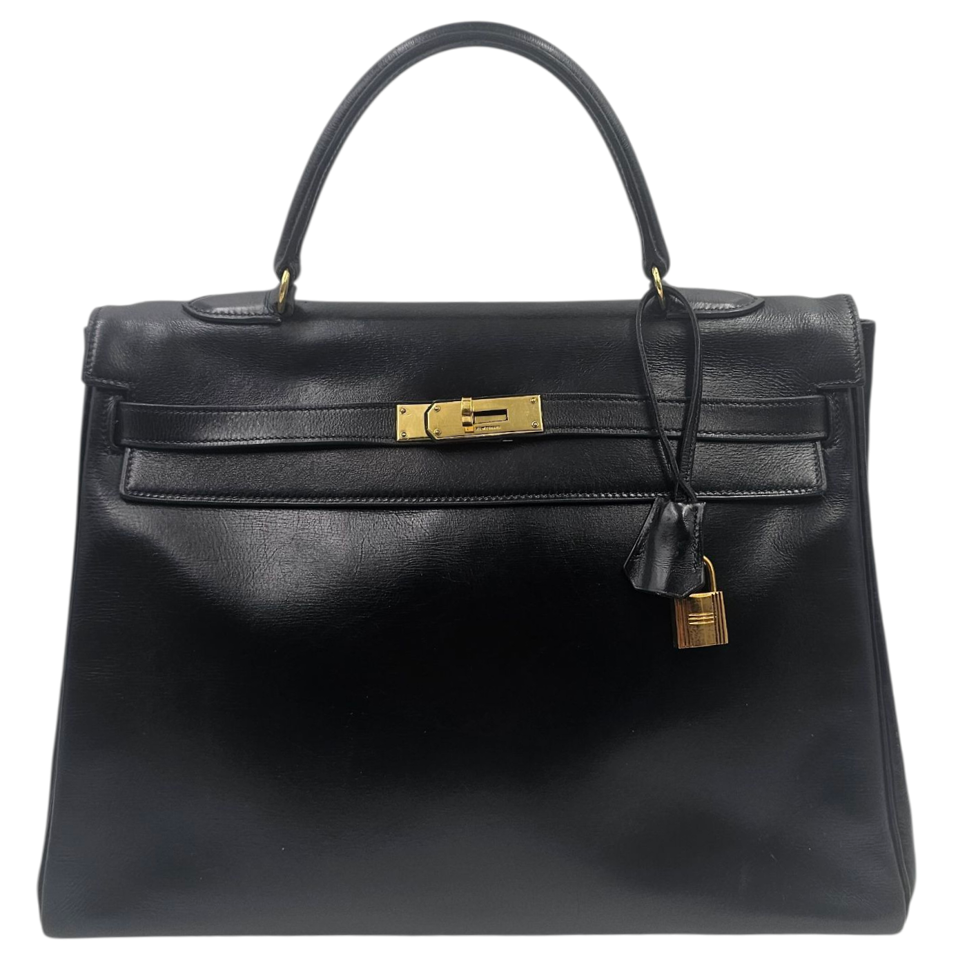 HERMES SAC KELLY 35 EN CUIR BOX NOIR GHW VINTAGE DES ANNEES 60 + DUST BAG