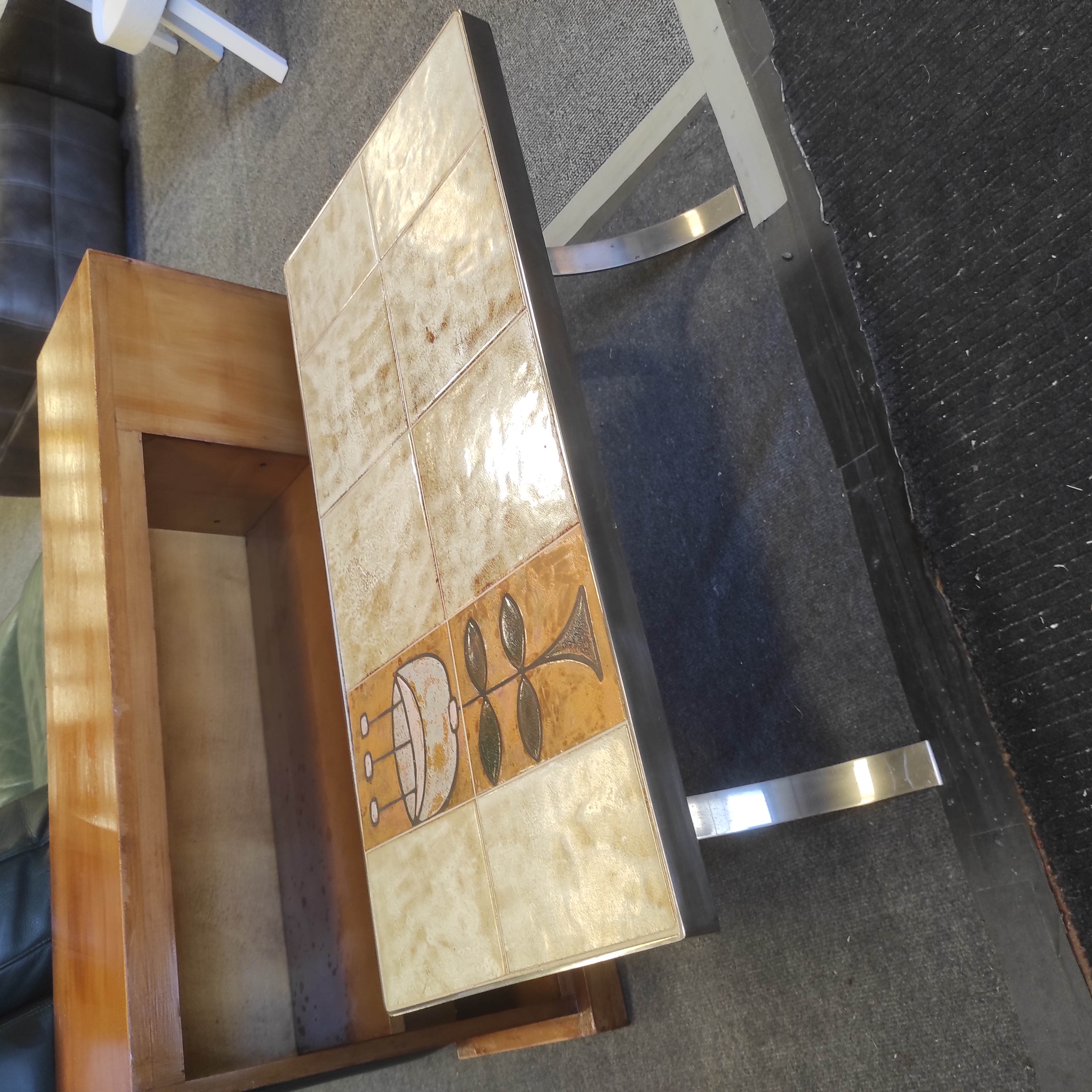 JEAN GREGORIEFF ROCHE BOBOIS TABLE BASSE EN CERAMIQUE 86/35/41 CM ANNEES 70 