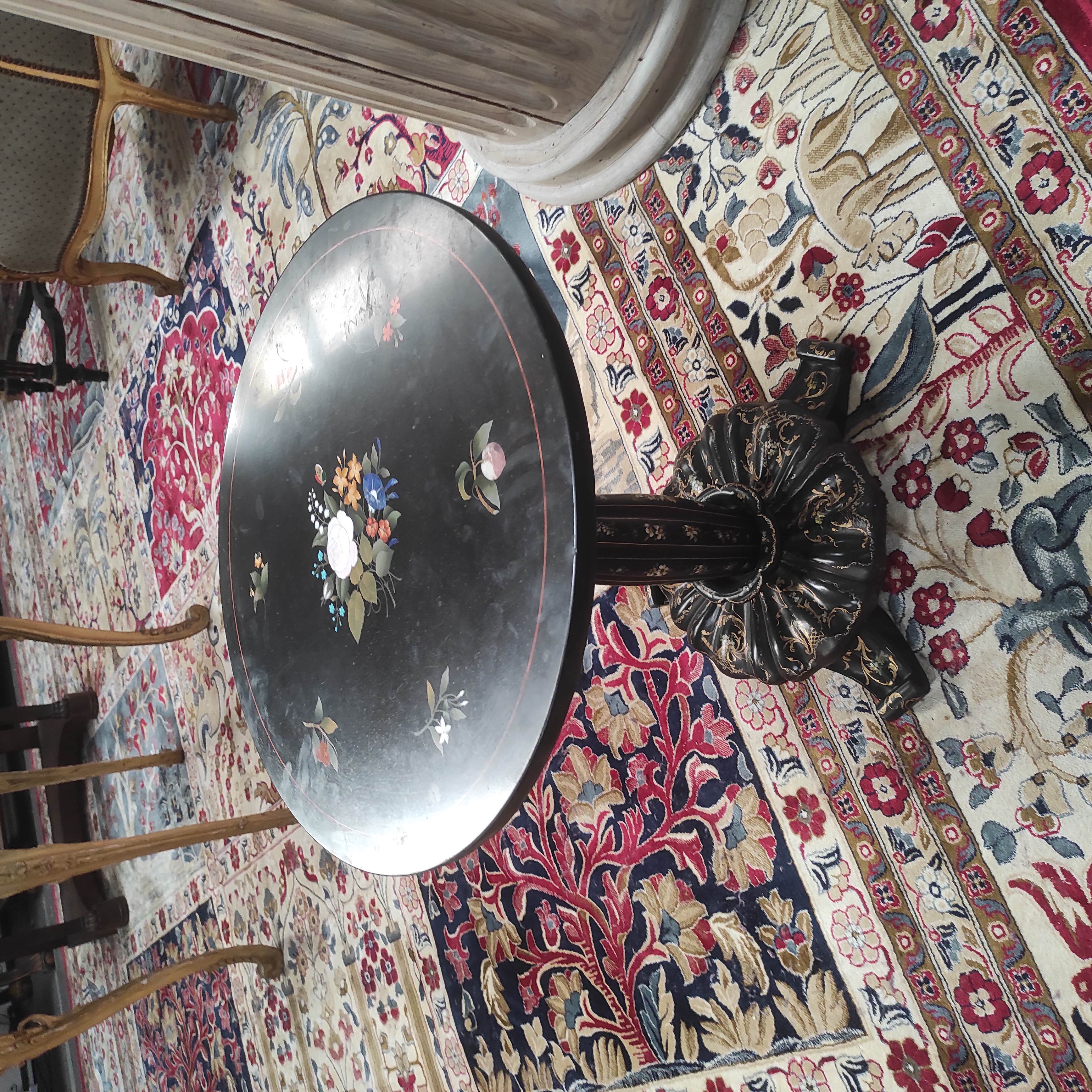 GUERIDON ROND PIETEMENT NAPOLEON III PLATEAU EN PIERRE 53 x 52 CM