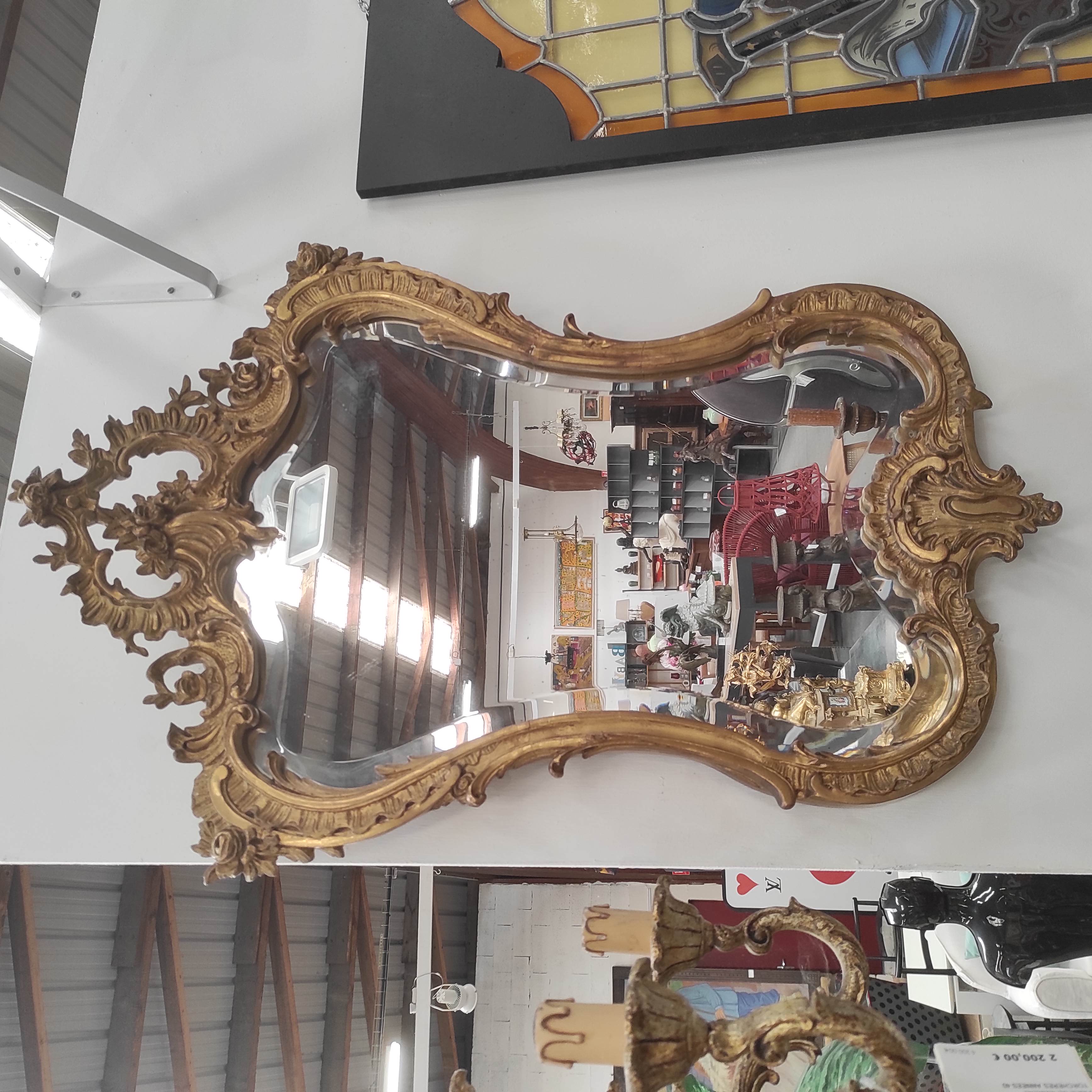 MIROIR BISEAUTE ROCAILLE DORE 88 x 60 CM