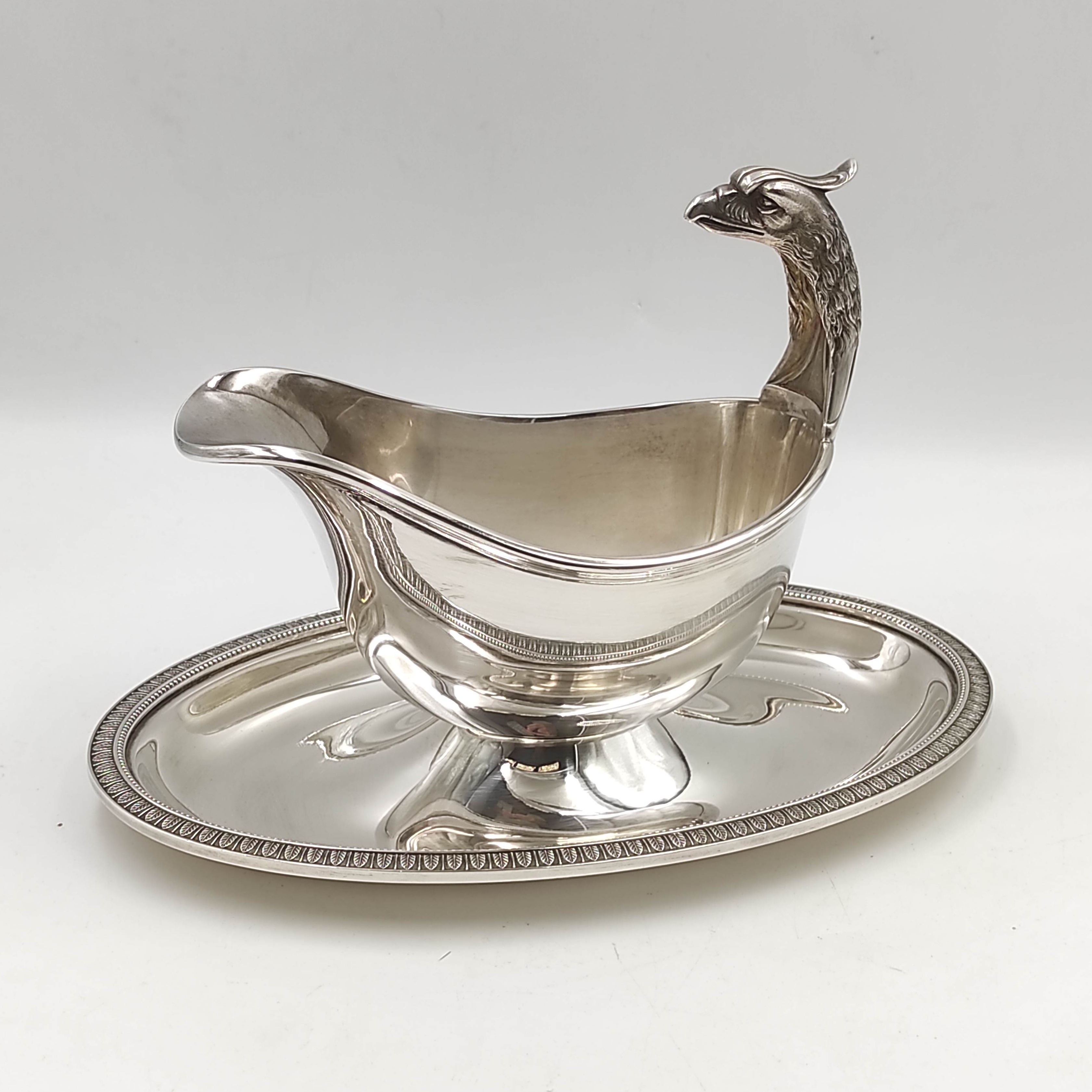 CHRISTOFLE MALMAISON SAUCIERE EN METAL ARGENTE A TETE D AIGLE