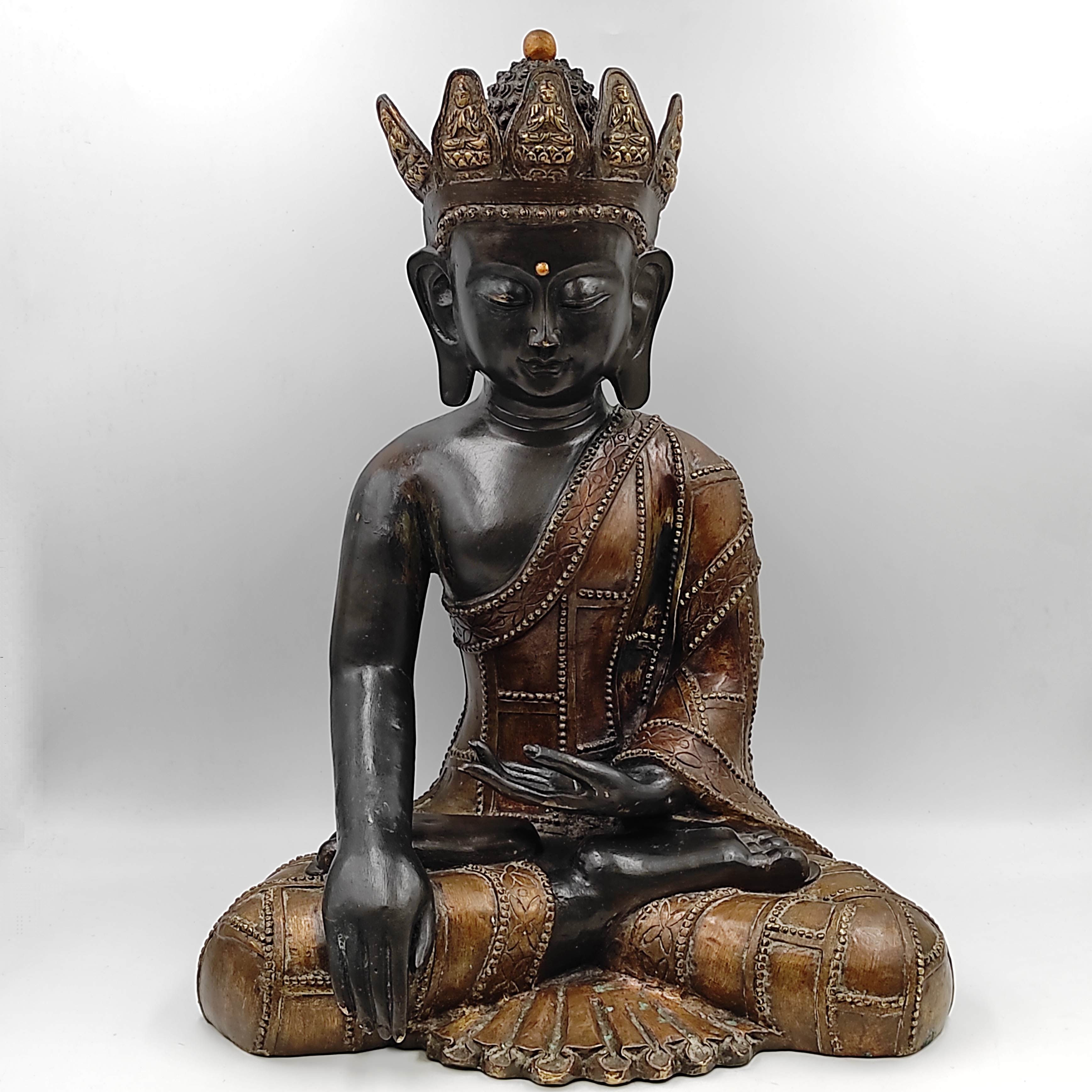 BOUDDHA ASSIS EN BRONZE H 42 CM