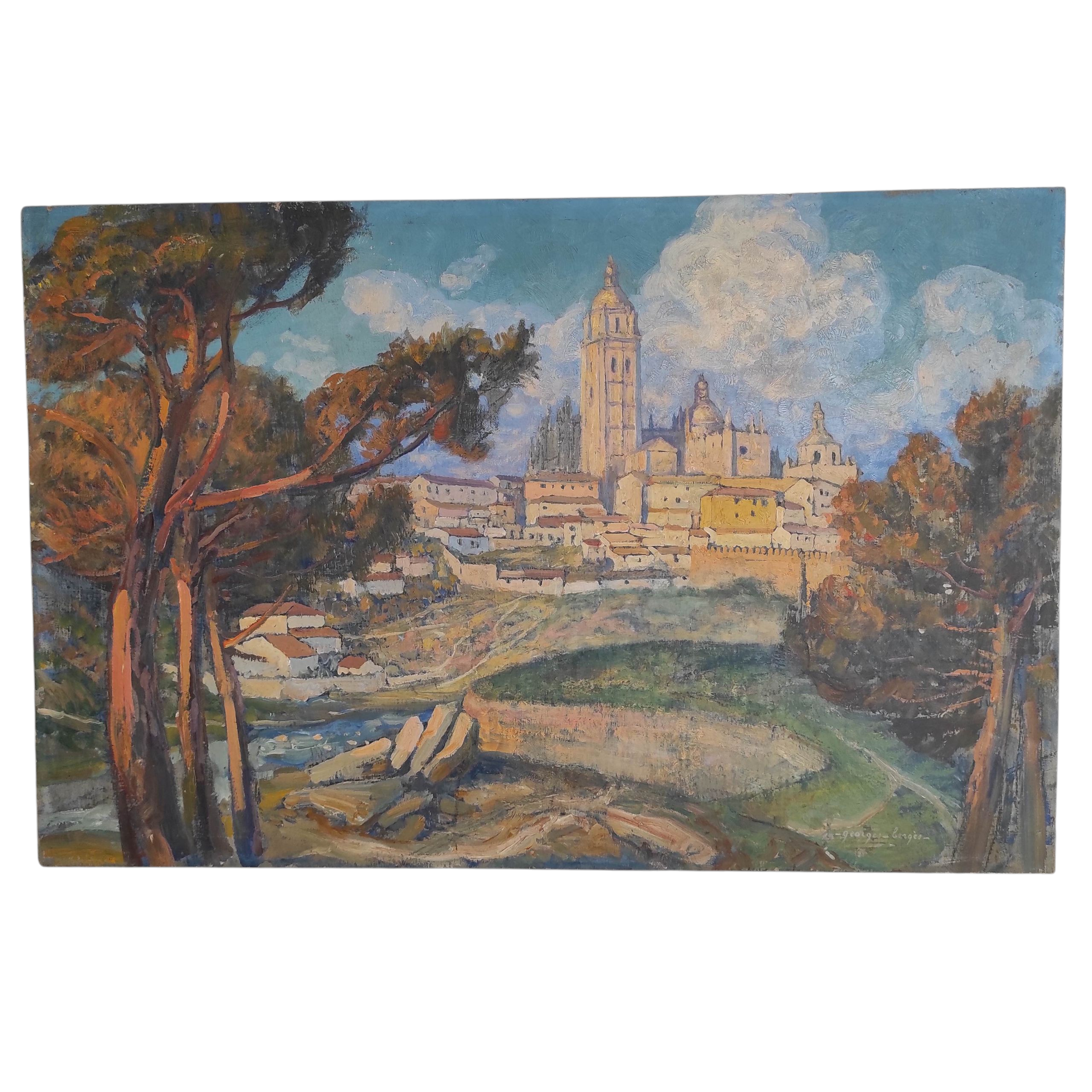 GEORGES BERGES HSP VUE DE SEGOVIA 93 X 60 CM 
