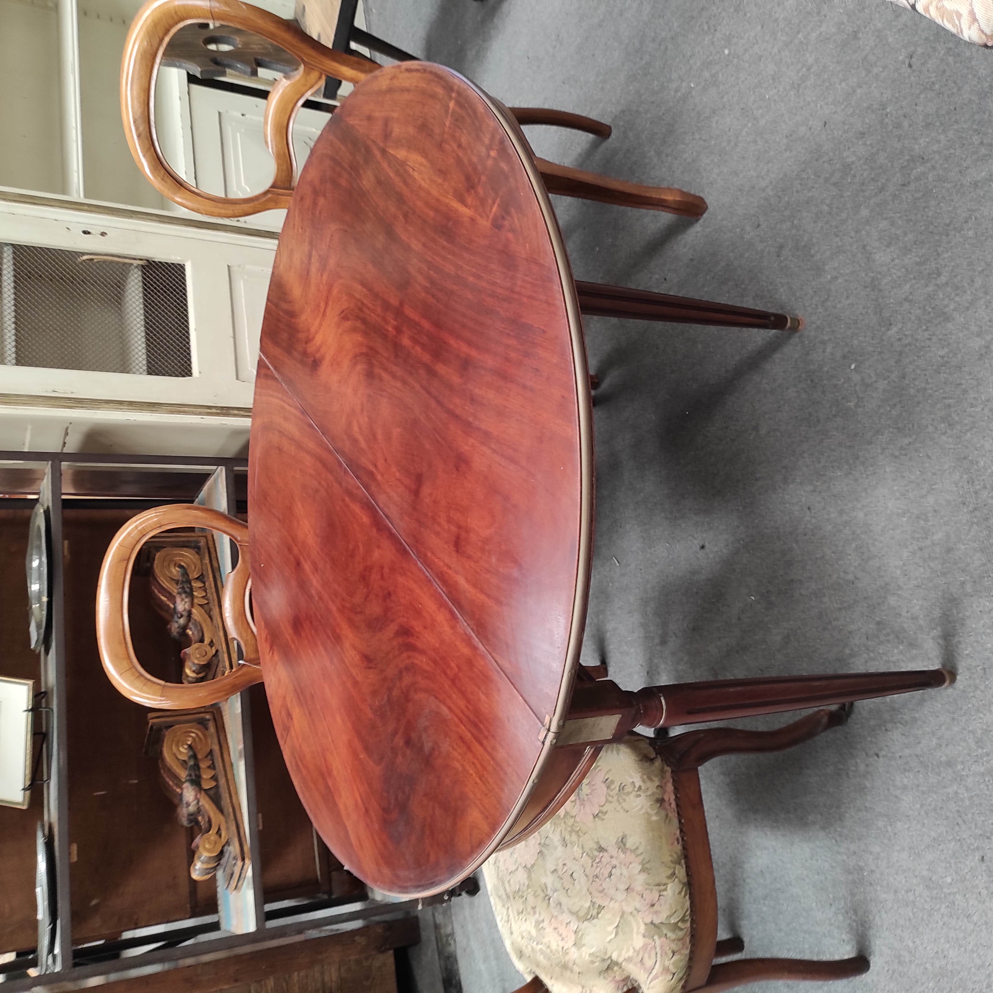TABLE DEMI-LUNE 111/55/75 CM DE STYLE LOUIS XVI EN ACAJOU