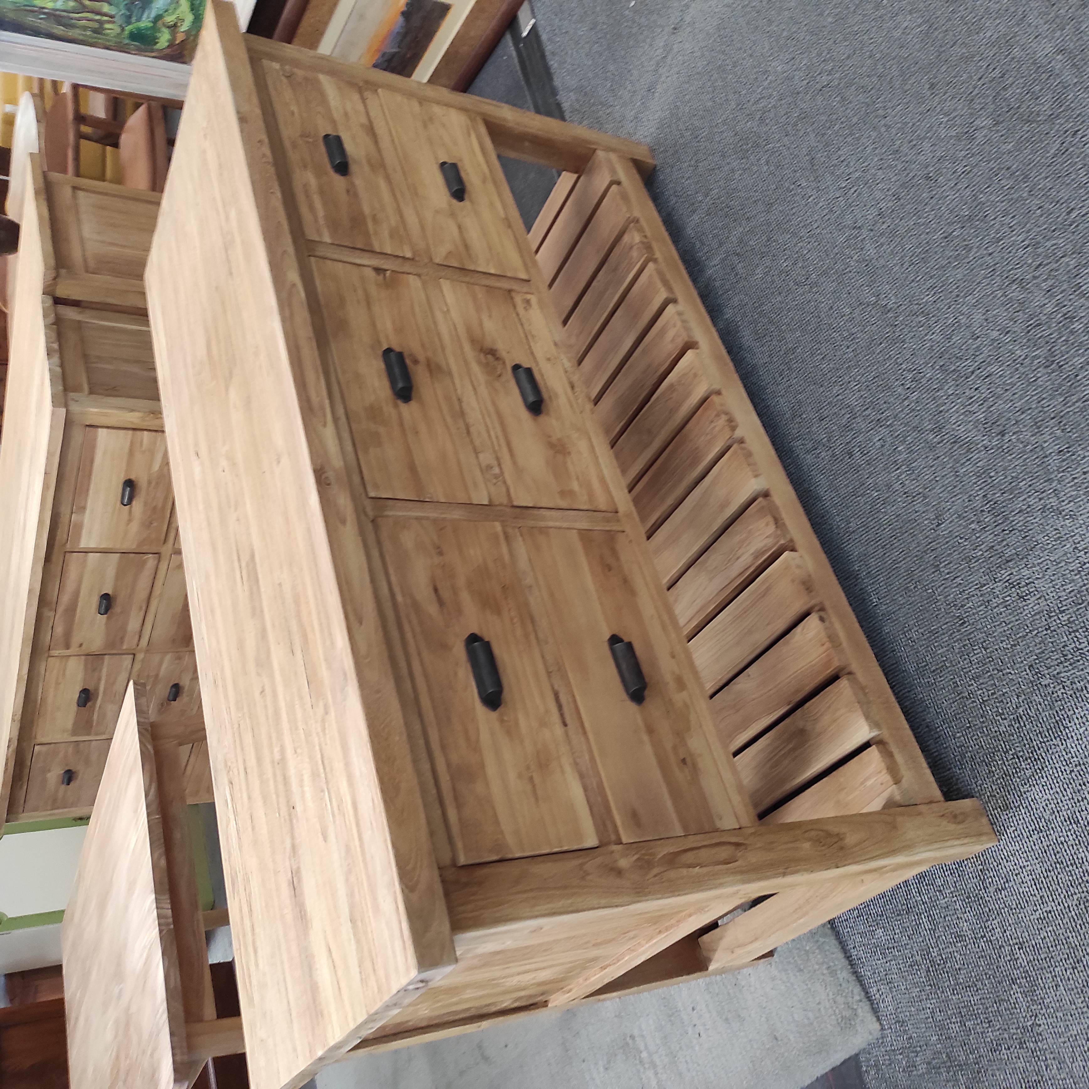 MEUBLE 6 TIROIRS 140/80/55 CM PLATEAU LATTES EN TECK RECYCLE