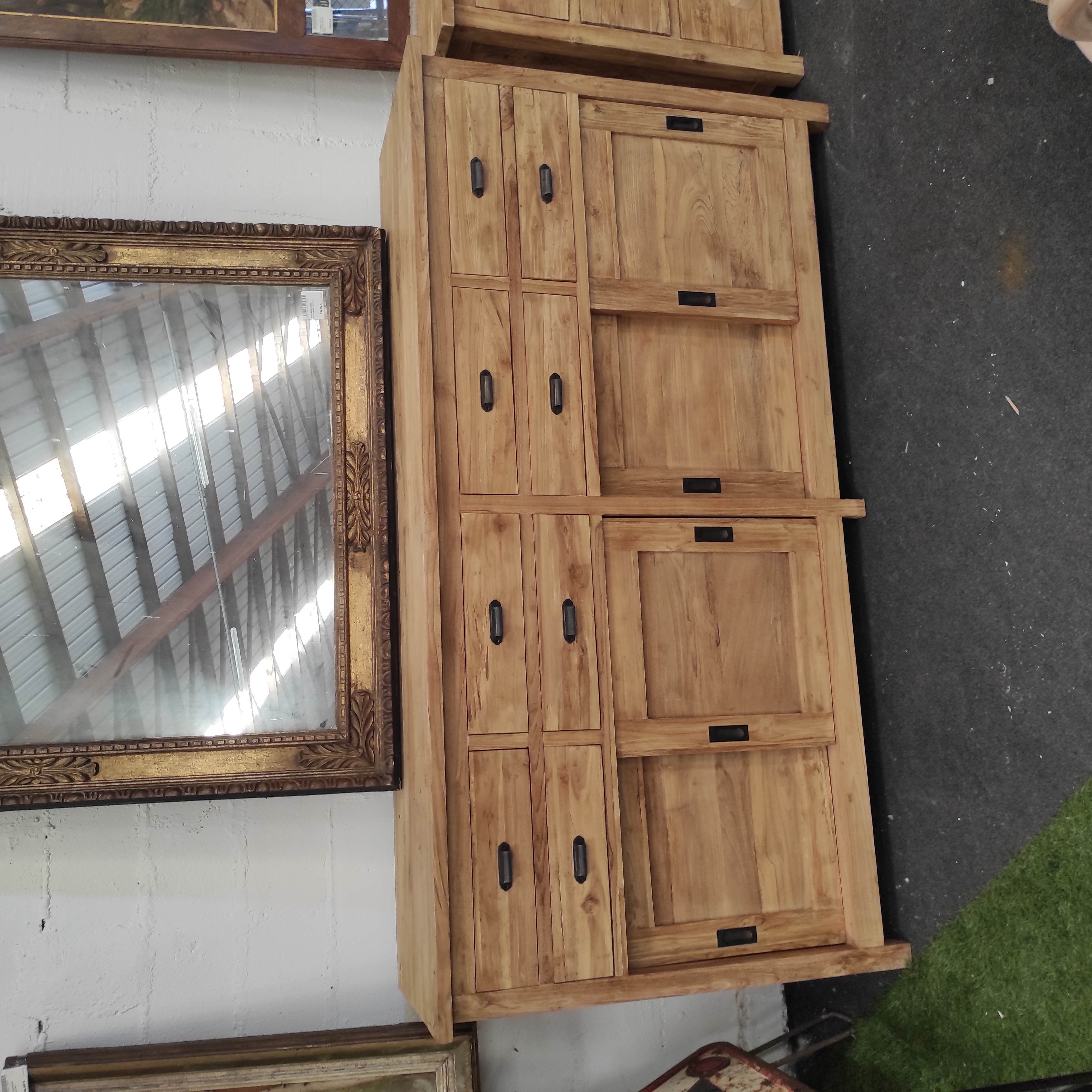 BAHUT 4 PORTES + 8 TIROIRS 200/100/50 CM EN TECK RECYCLE