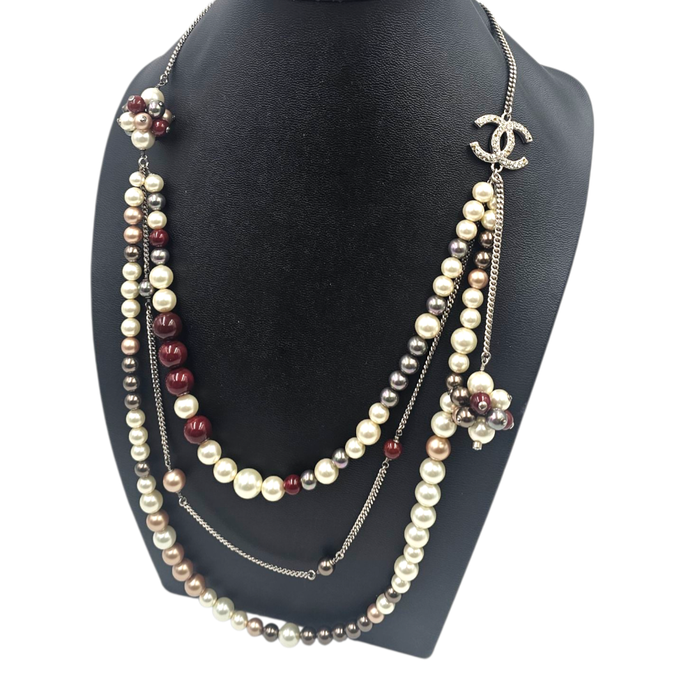 CHANEL PROTOTYPE A2005 COLLIER SAUTOIR PERLES, CHAINES ET STRASS (MANQUES)