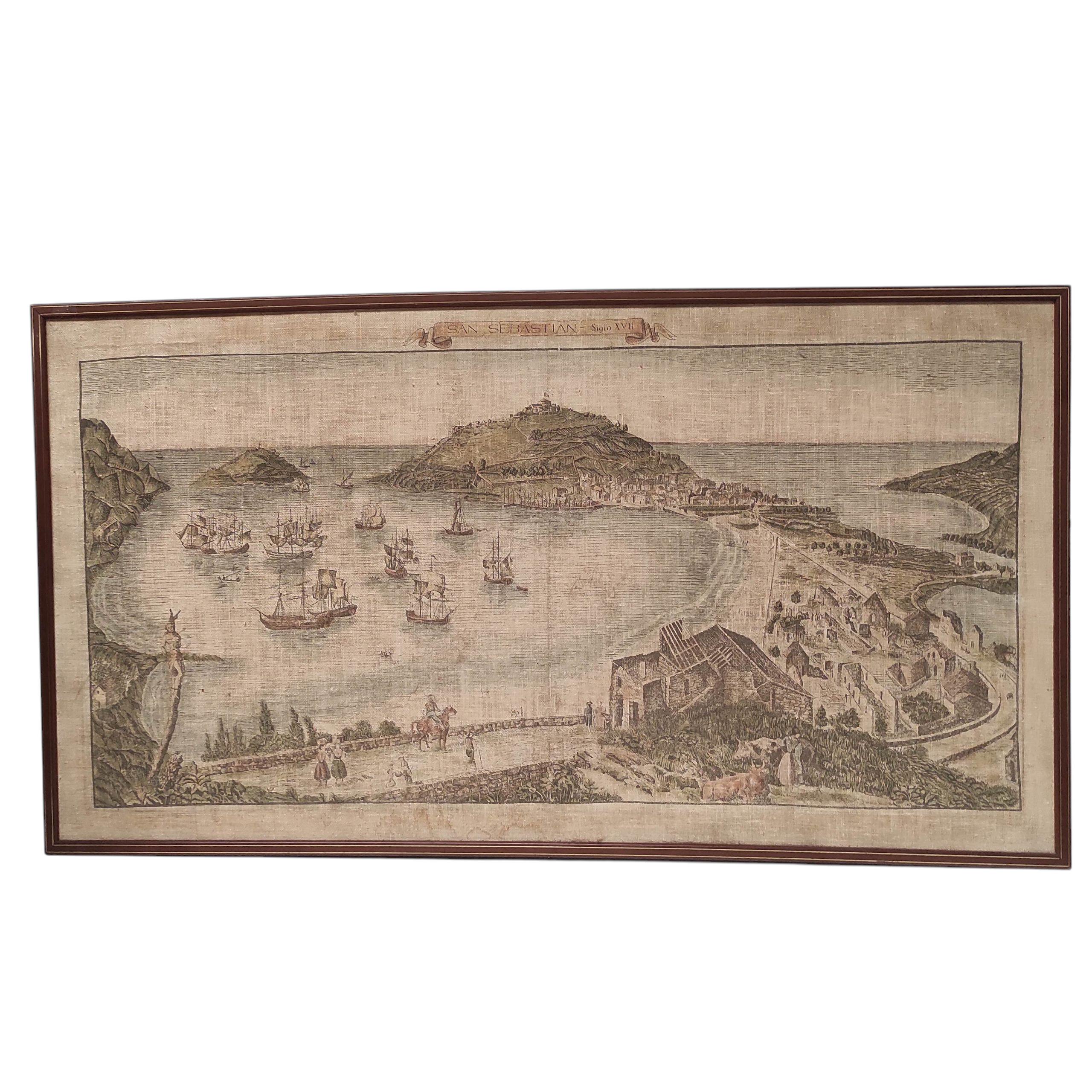 TAPISSERIE REPRESENTANT LA BAIE DE SAN SEBASTIEN 109 x 60 CM