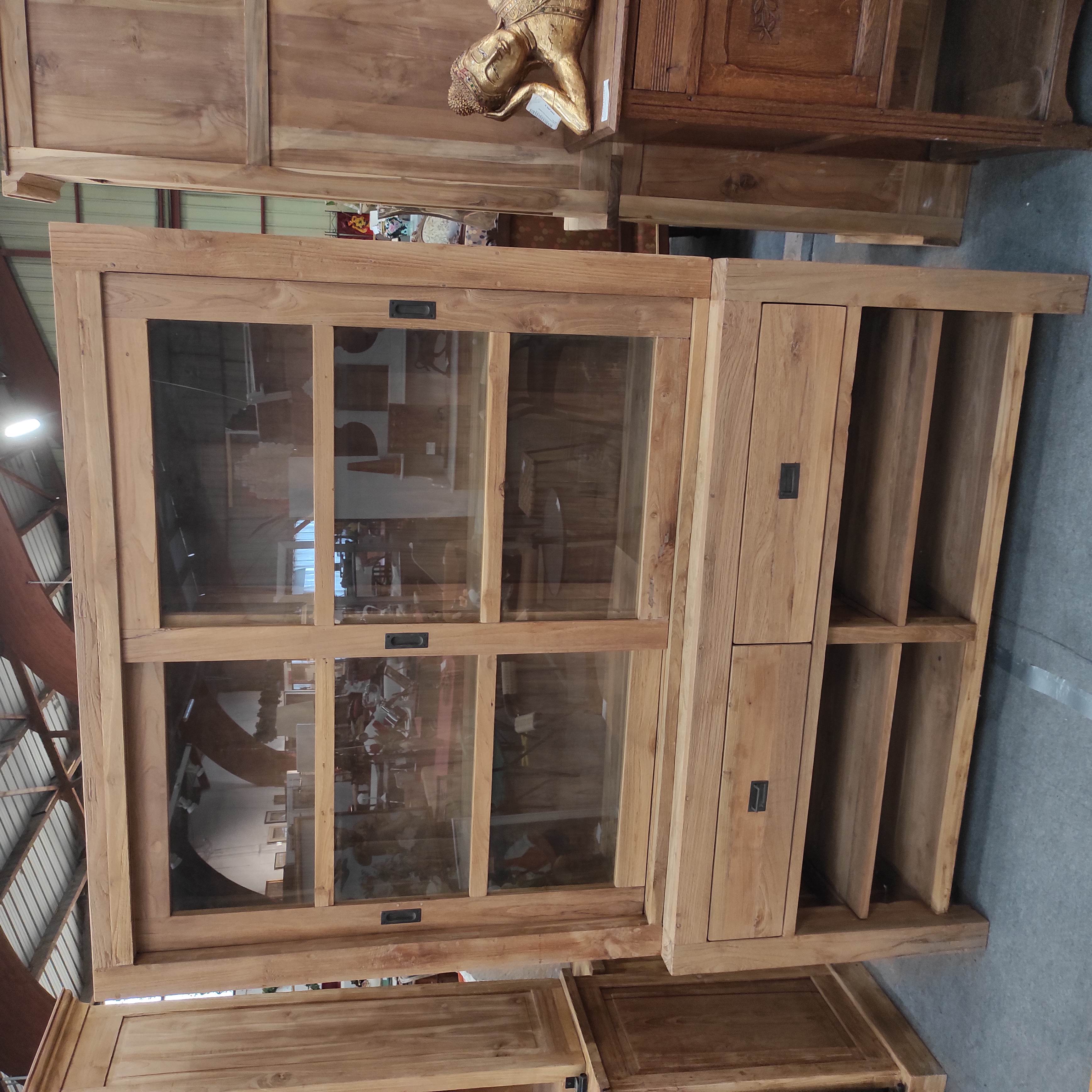 BUFFET 2 CORPS 2 PORTES + 2 TIROIRS 156/212/45 CM EN TECK