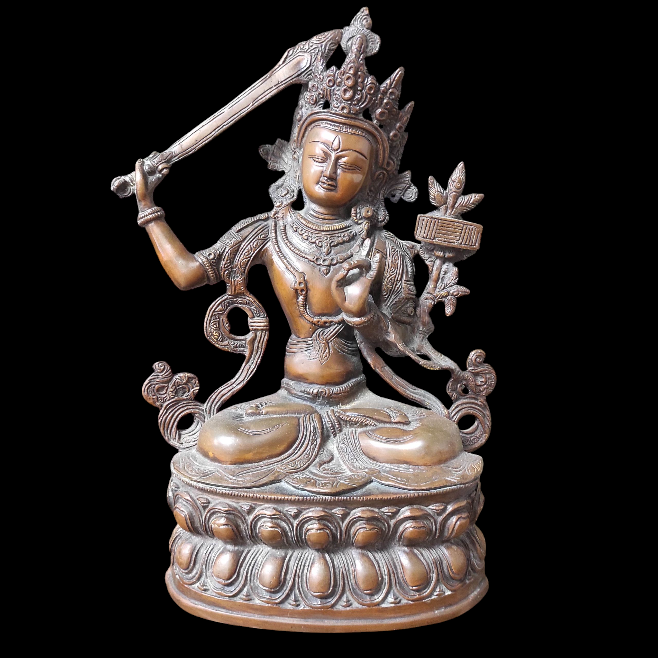 BOUDDHA MANJUSHRI EN BRONZE 24/36 CM