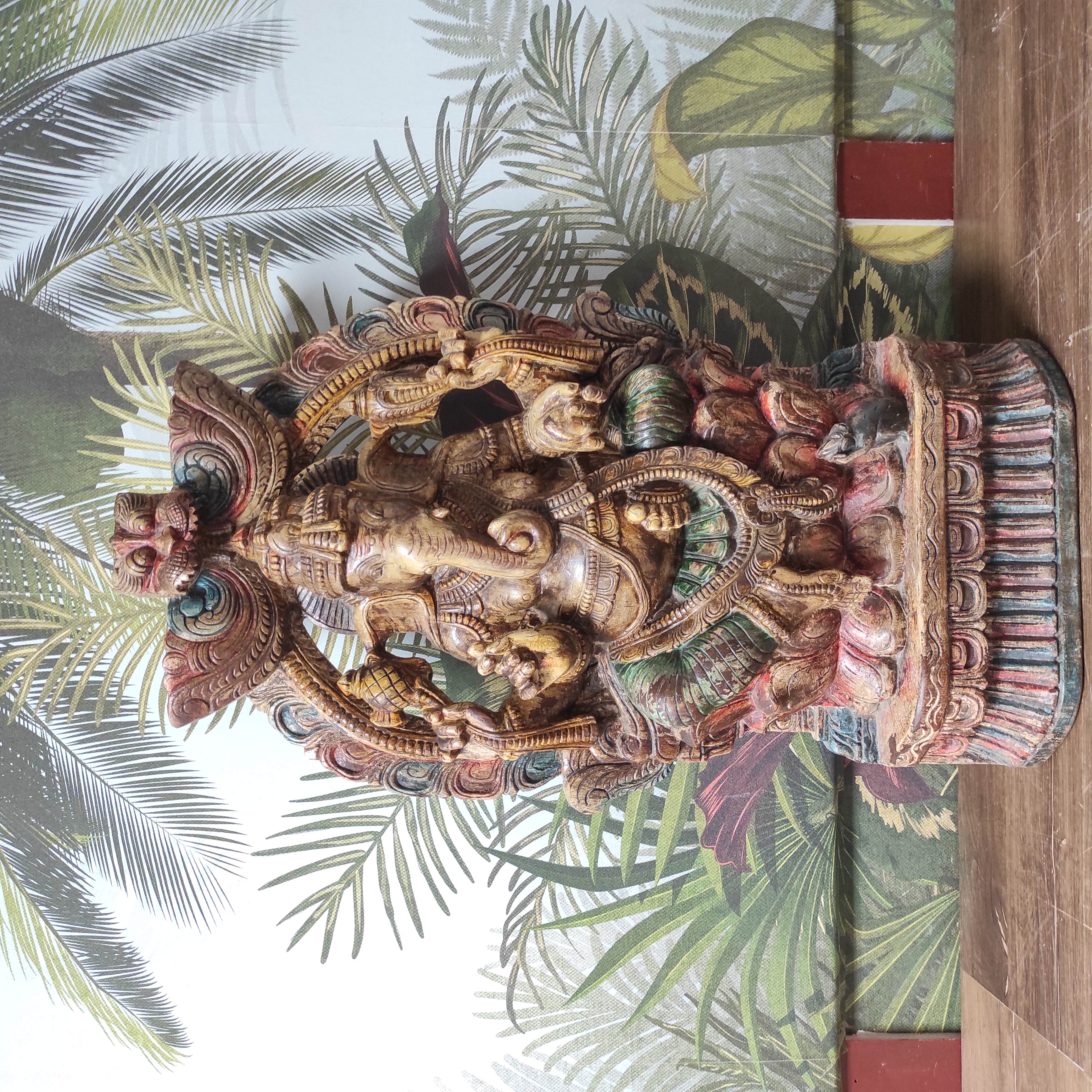 GRAND GANESH EN BOIS POLYCHROME 55/92 CM 