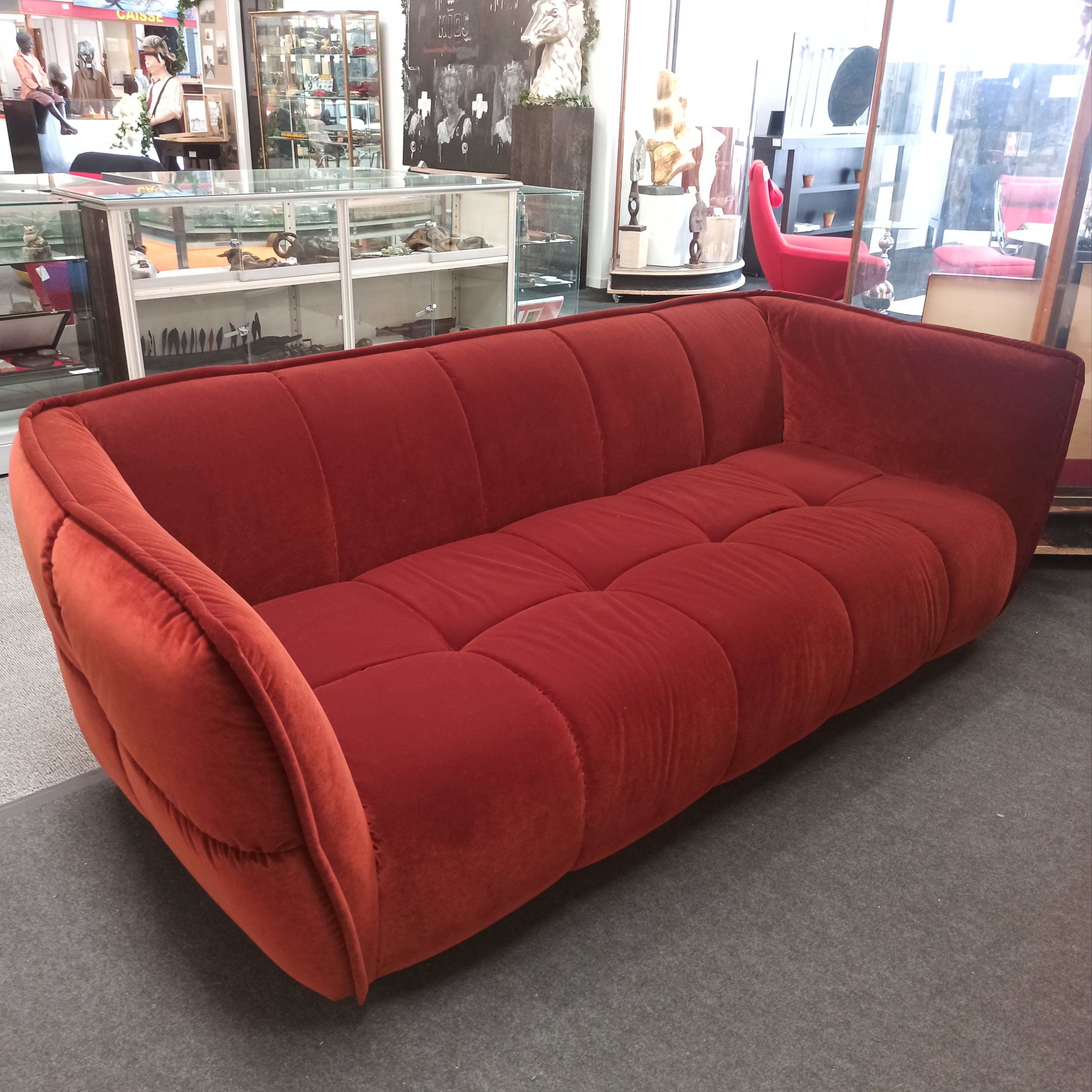 CANAPE 3 PLACES FIXE 220/78/105 CM EN VELOURS