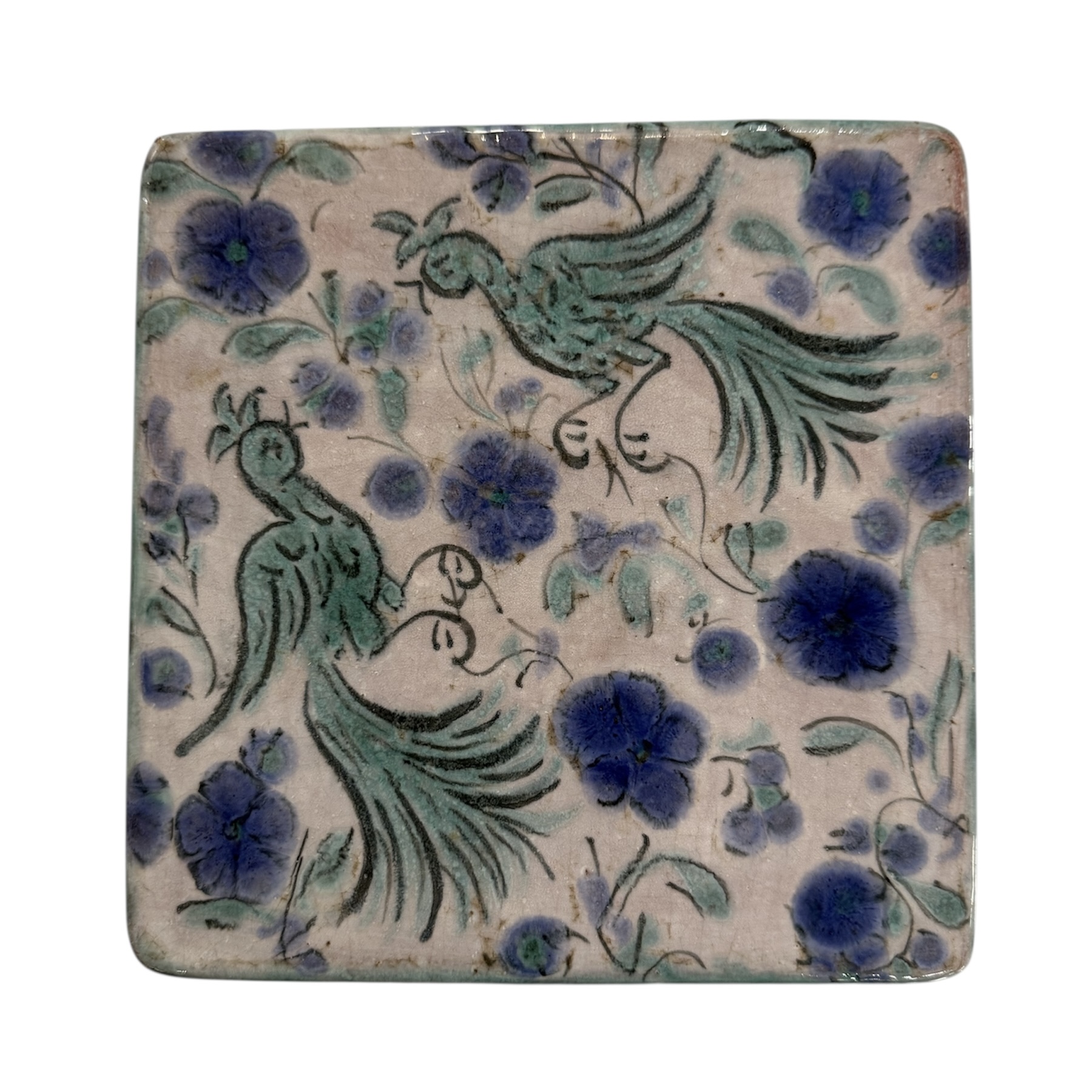 CAZAUX CARREAU EN CERAMIQUE AUX OISEAUX BLEUS 19.5X19.5CM