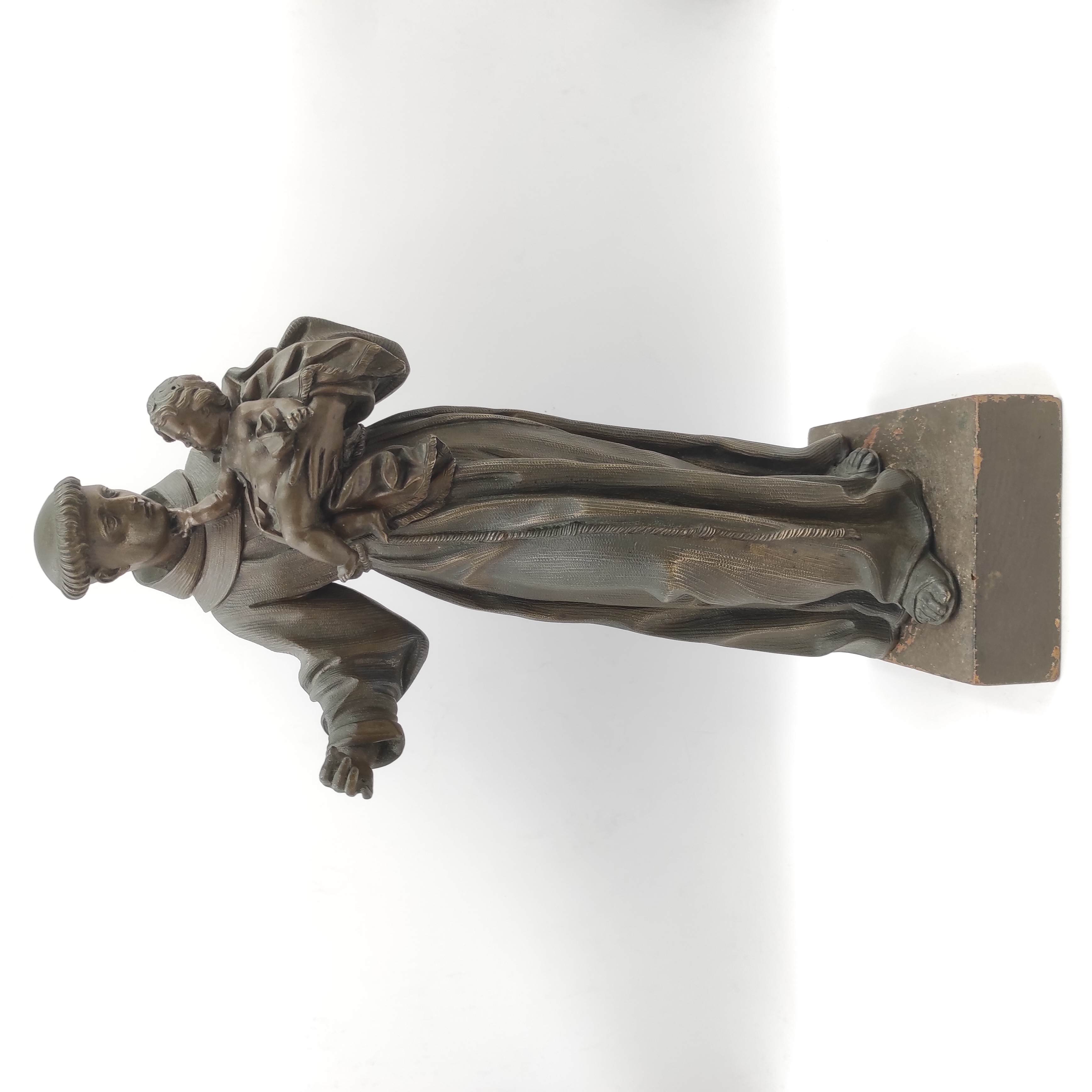ANCIENNE STATUETTE DE SAINT ANTOINE DE PADOUE EN BRONZE 
