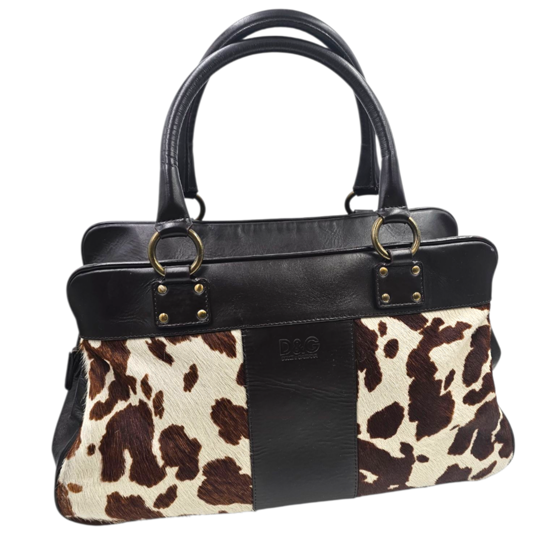 DOLCE & GABBANA D&G SAC PONY HAIR CUIR ET POIL DE POULAIN EFFET VACHE CIRCA 2000