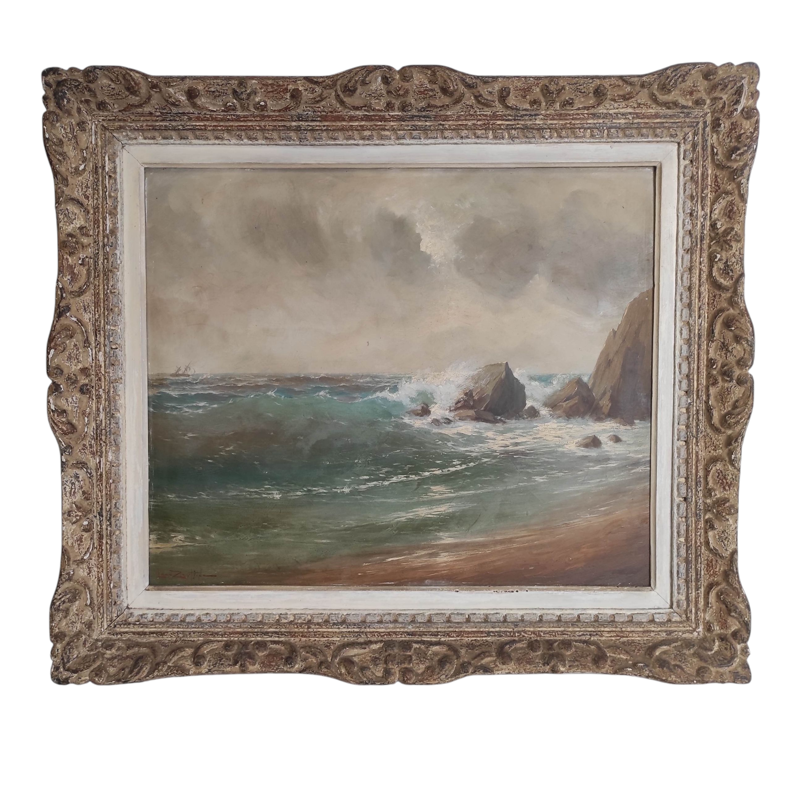 LEON ZEYTLINE HSP LE BATEAU DANS LA TOURMENTE 55 x 46 HC