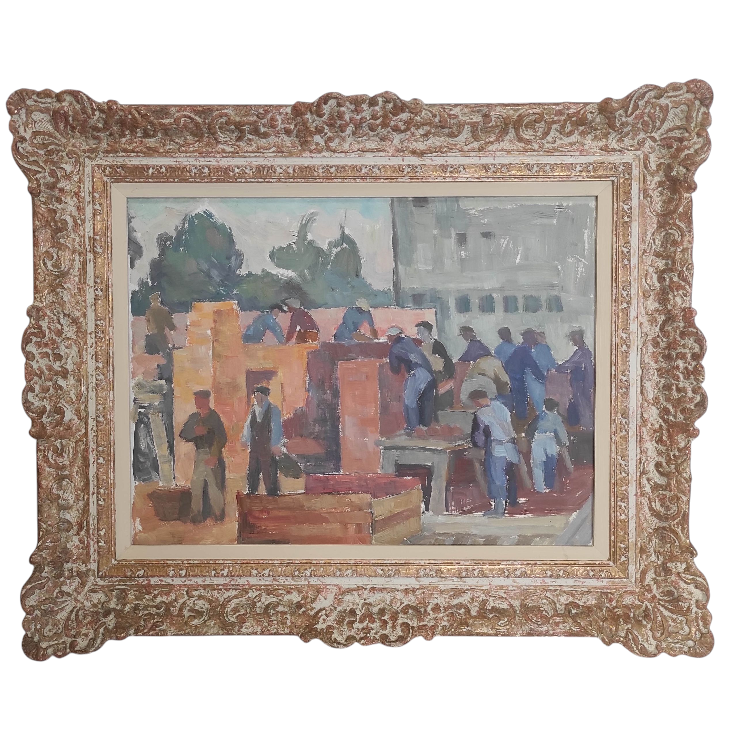 HSP SCENE DE CHANTIER 1949 45 x 35 CM