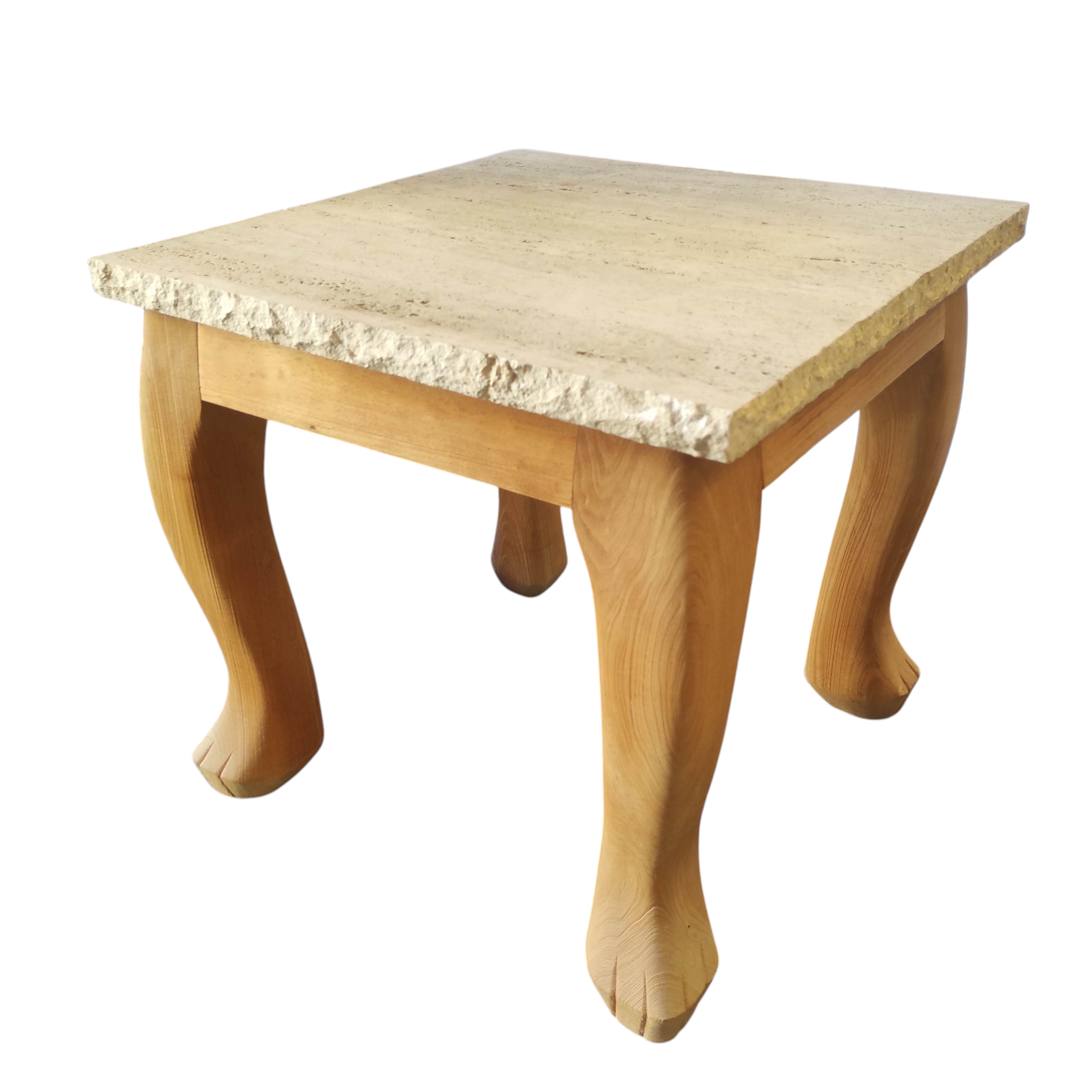 CHRISTIAN LIAIGRE TABLE BASSE PIEDS LION PLATEAU EN PIERRE 55/54/55 CM 