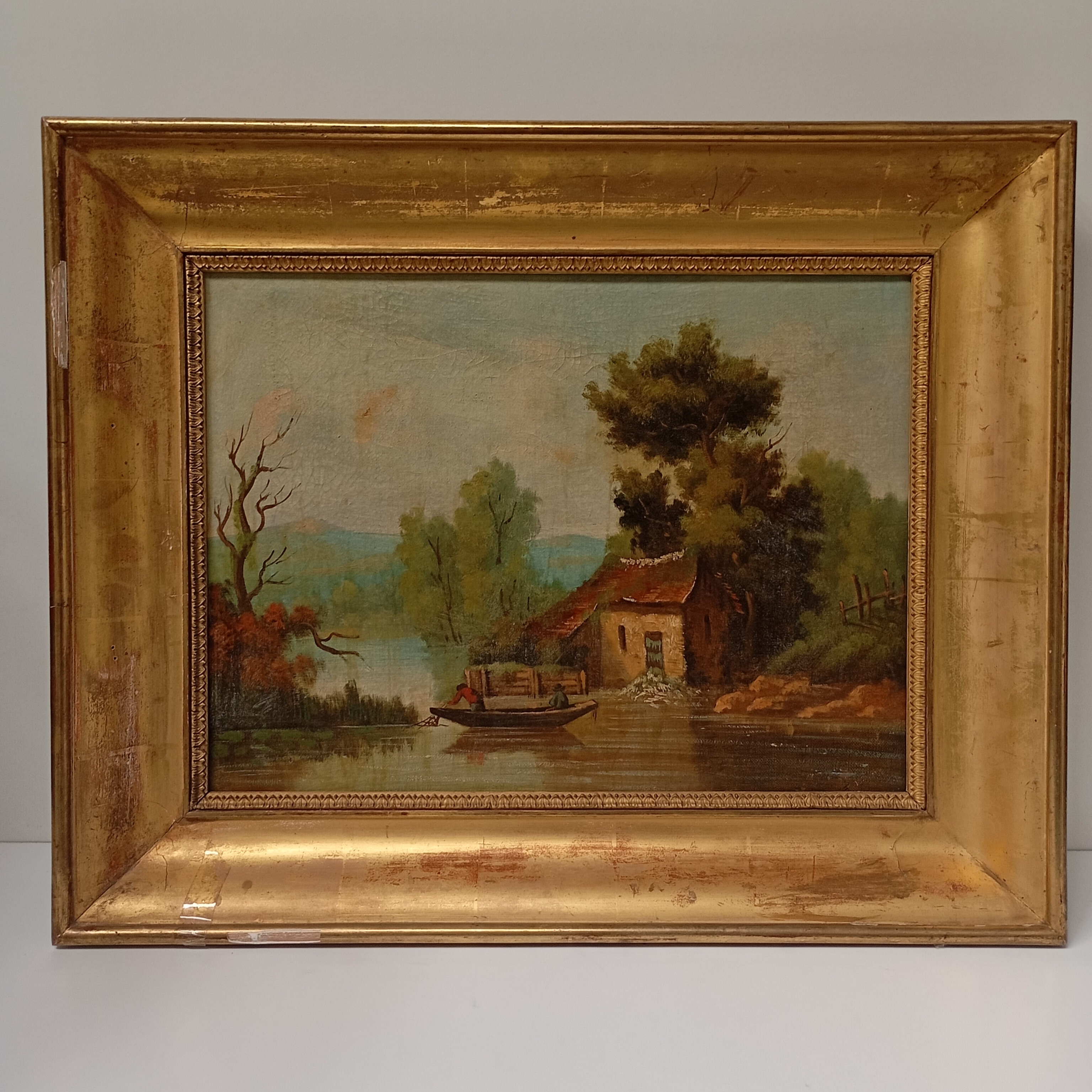 HST ANCIENNE LA MAISON AU BORD DE L EAU  46 x 37 CM