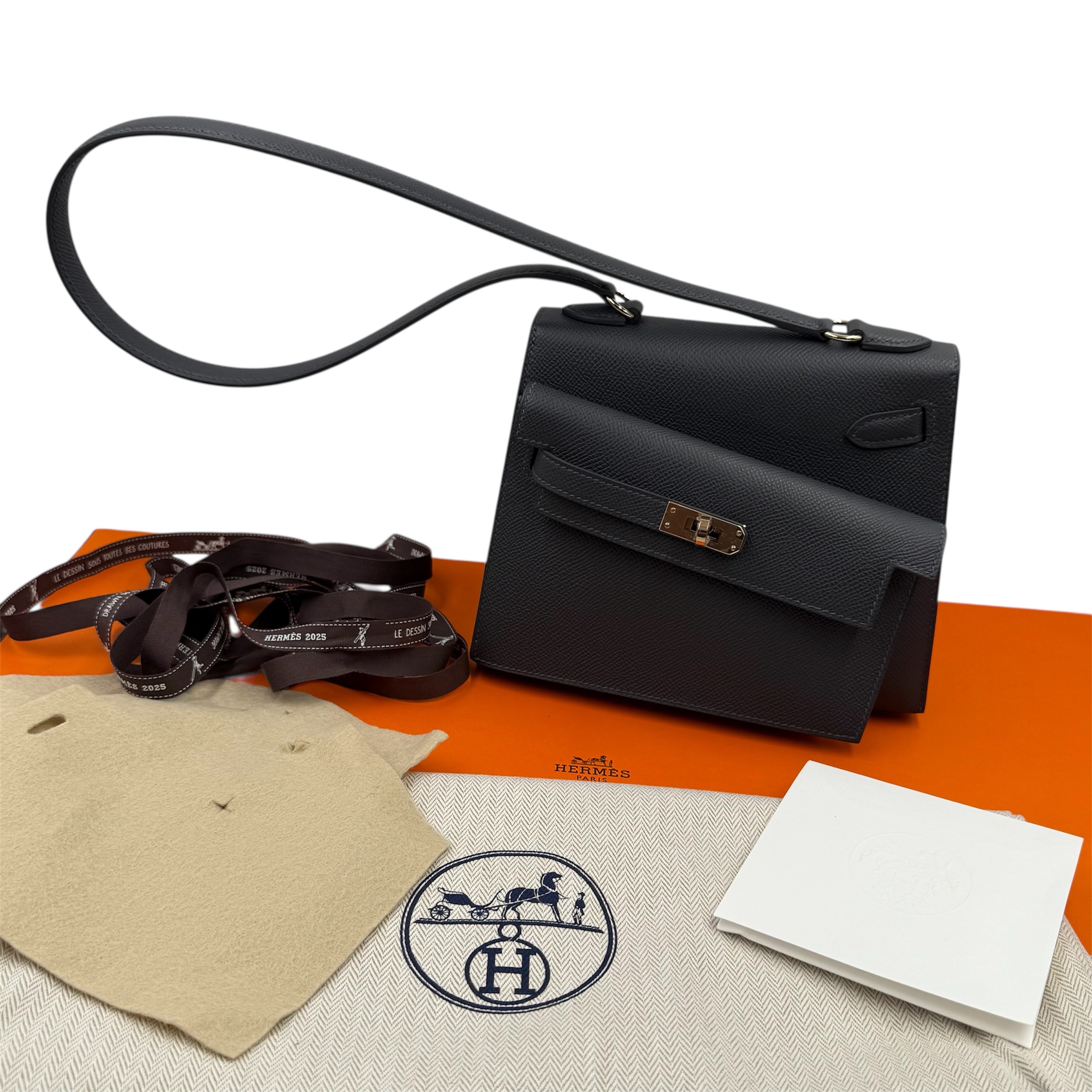 HERMES SAC KELLY EN DESORDRE EPSOM GRIS ARDOISE (WAP...) FULL SET