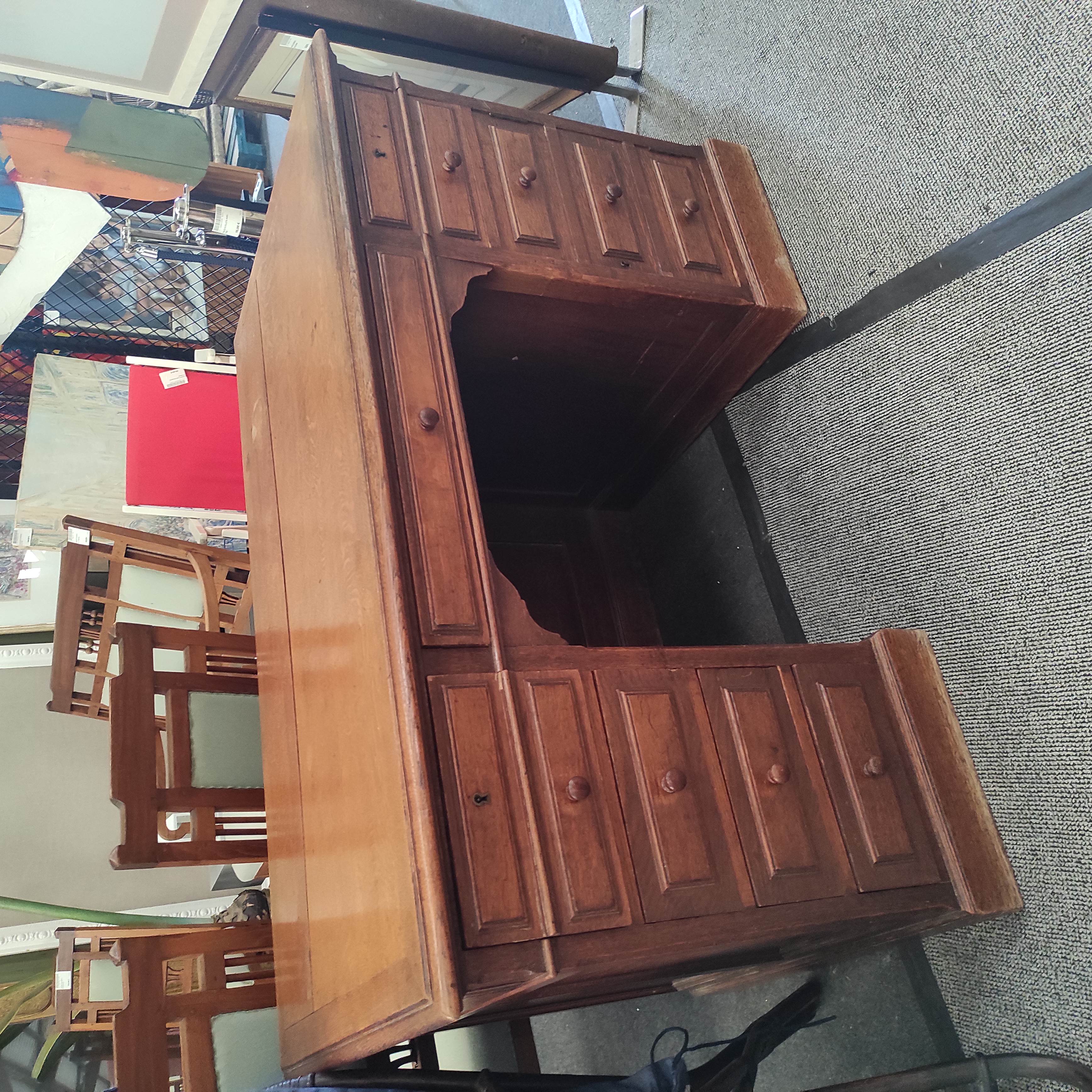 BUREAU A CAISSONS 1 PORTE + 5 TIROIRS 130/75/70 CM EN CHENE